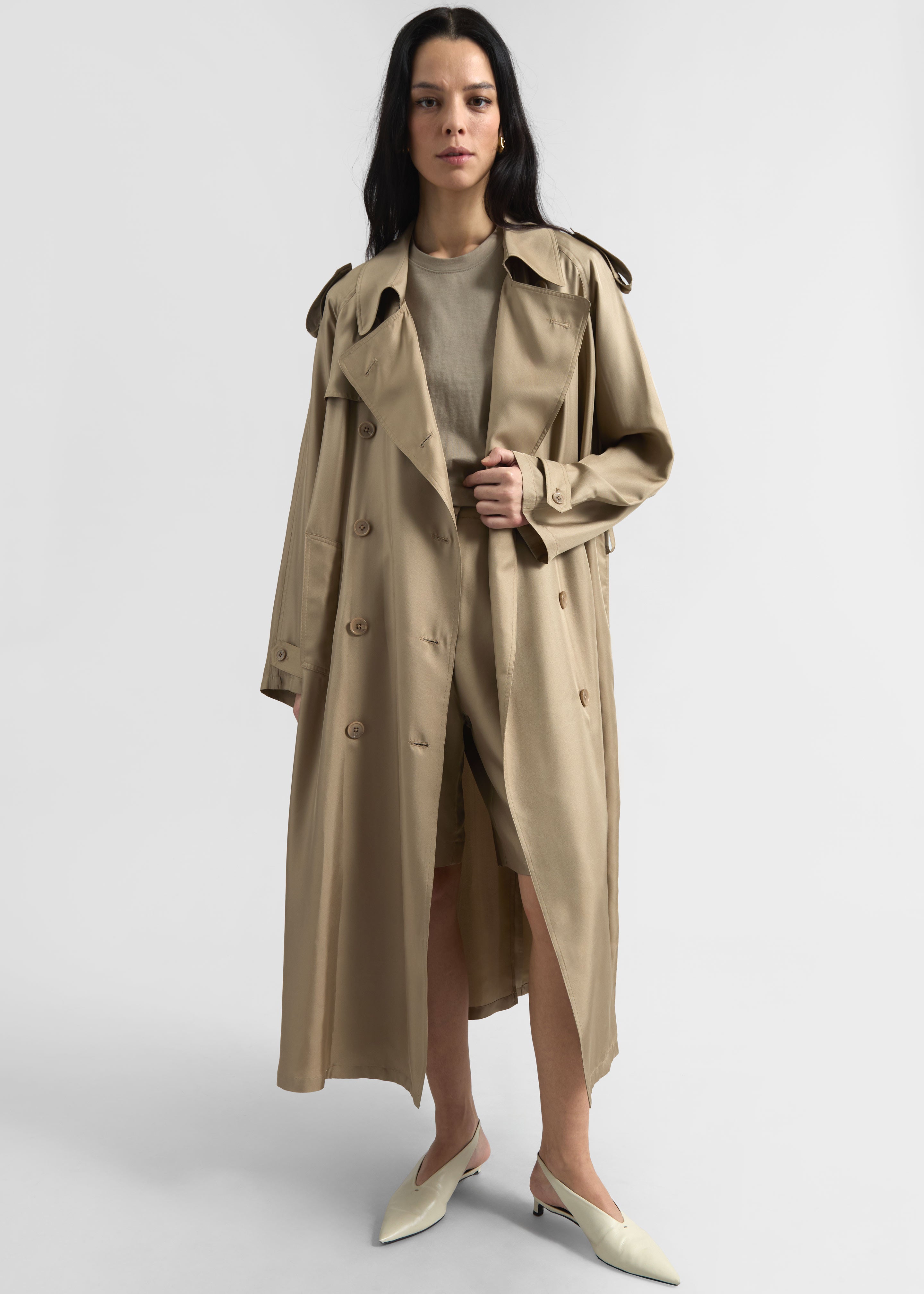 Veyron Silk Trench - Beige - 3