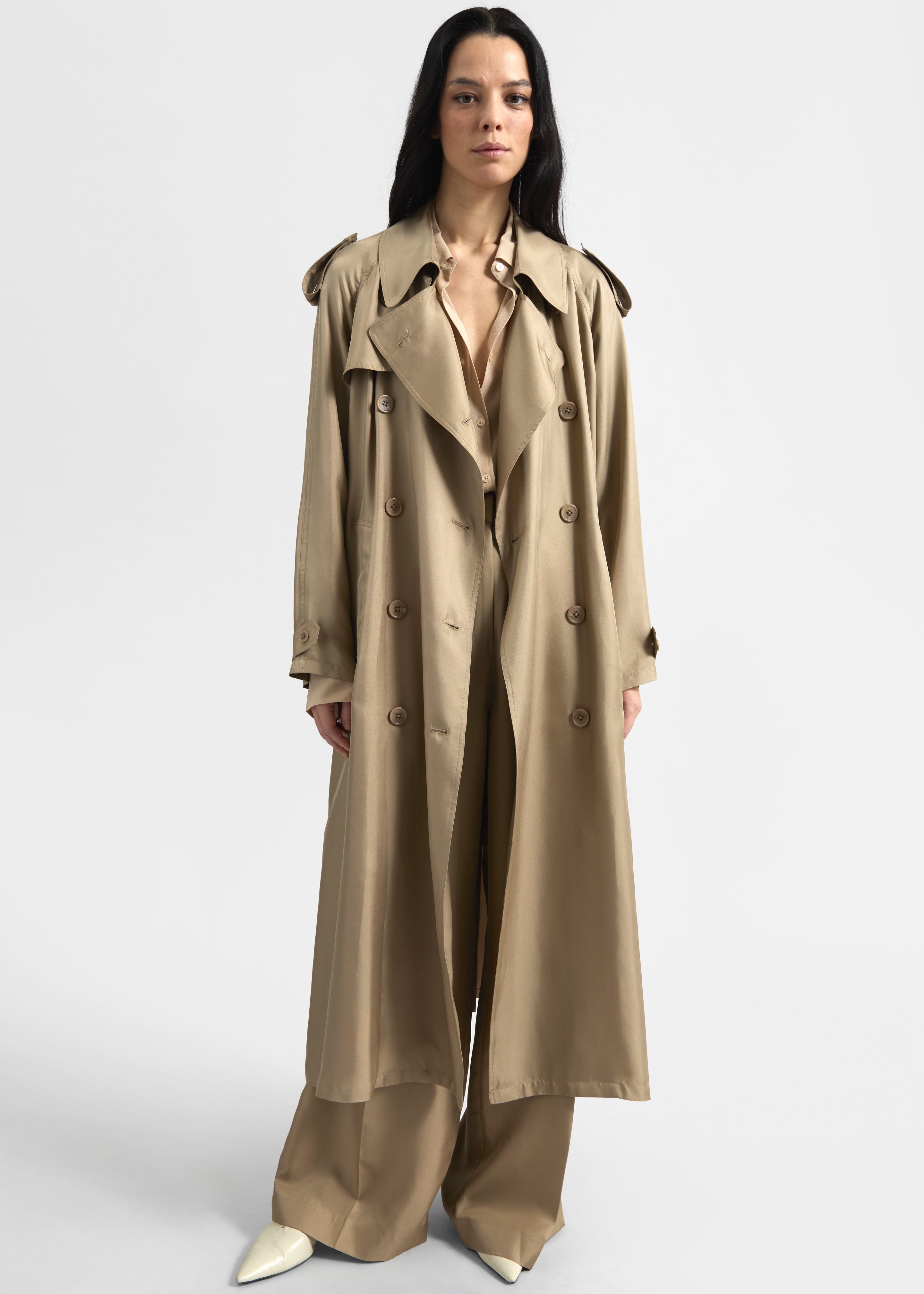Veyron Silk Trench - Beige - 4