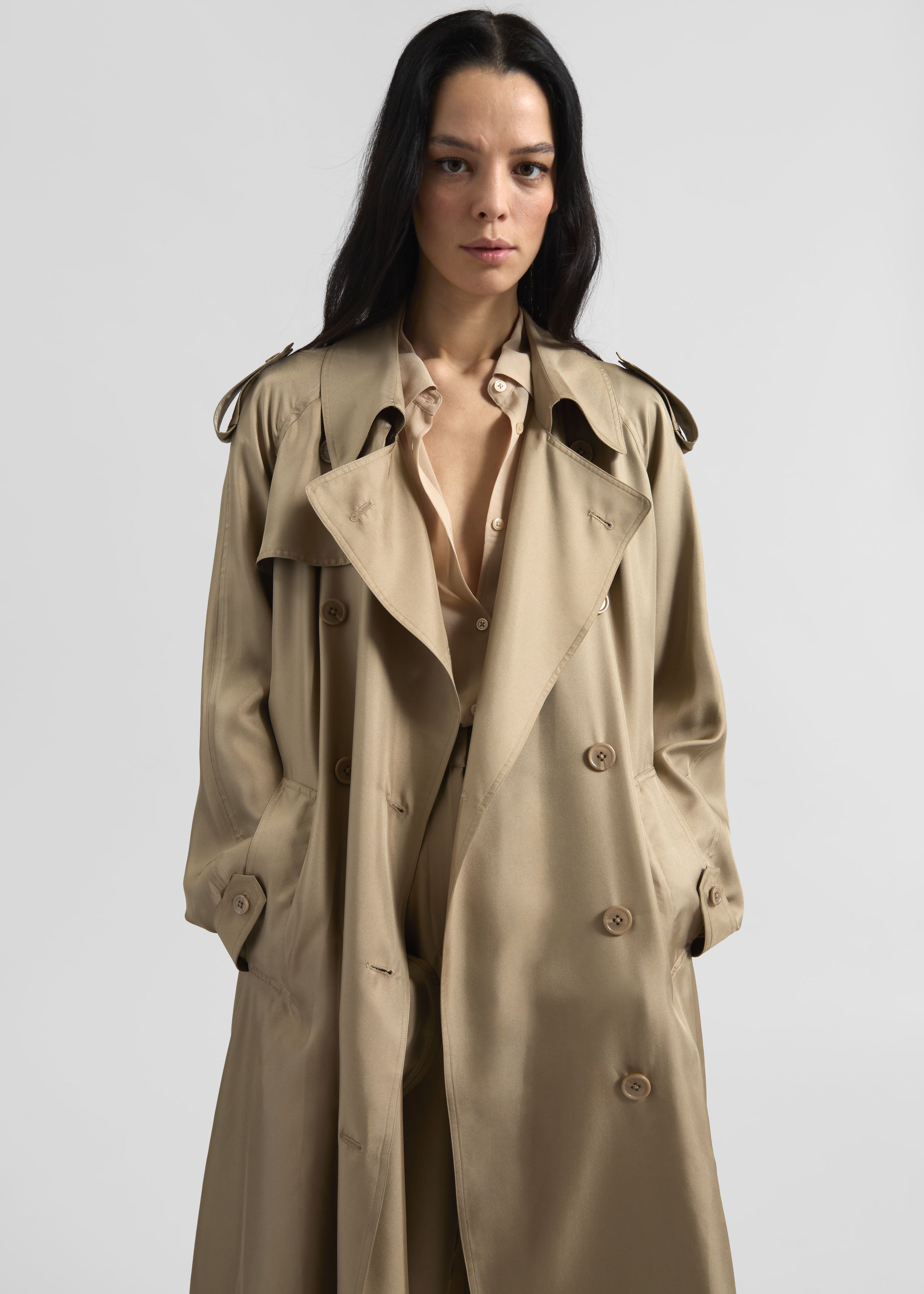 Veyron Silk Trench - Beige - 2