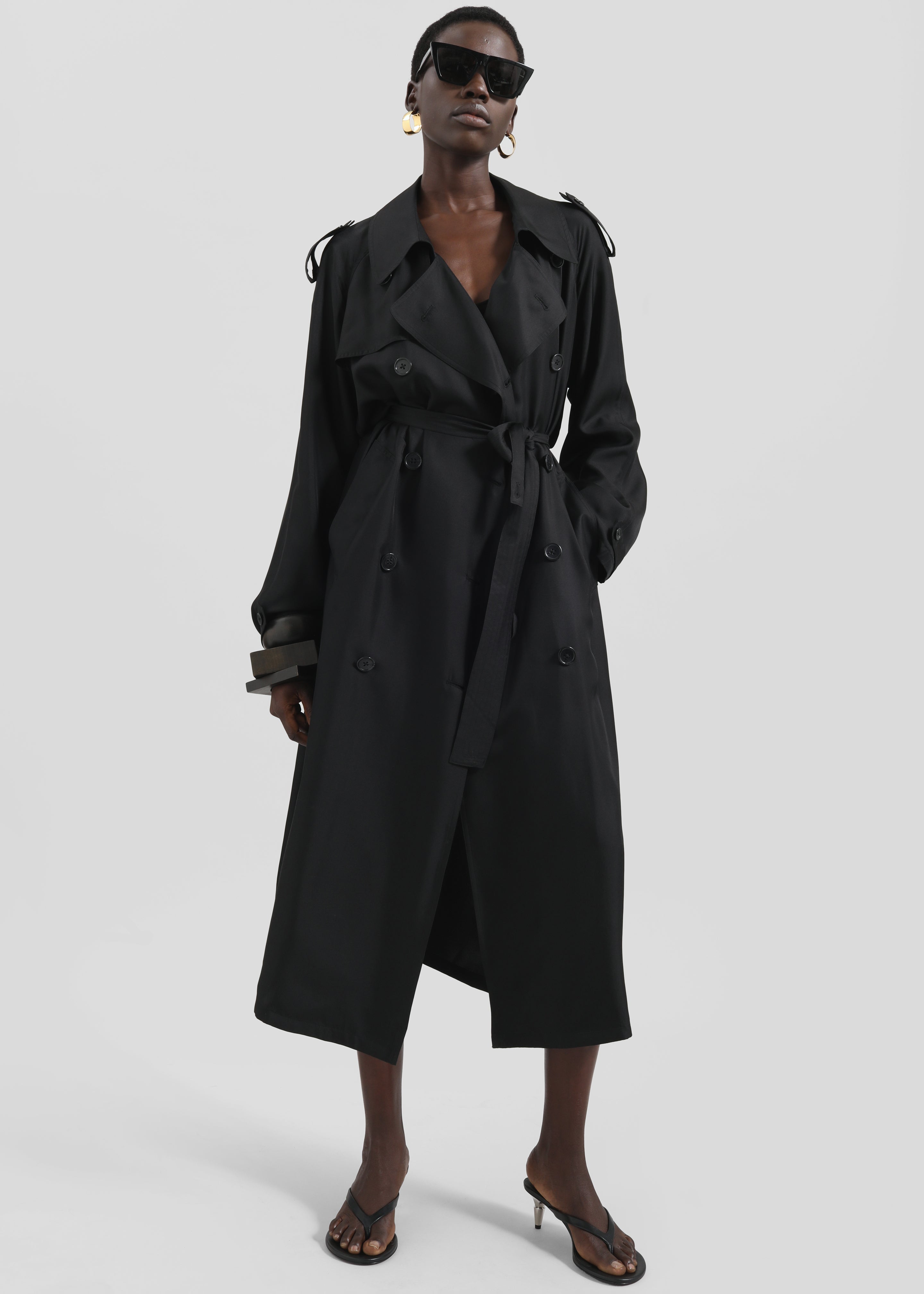Veyron Silk Trench - Black - 5