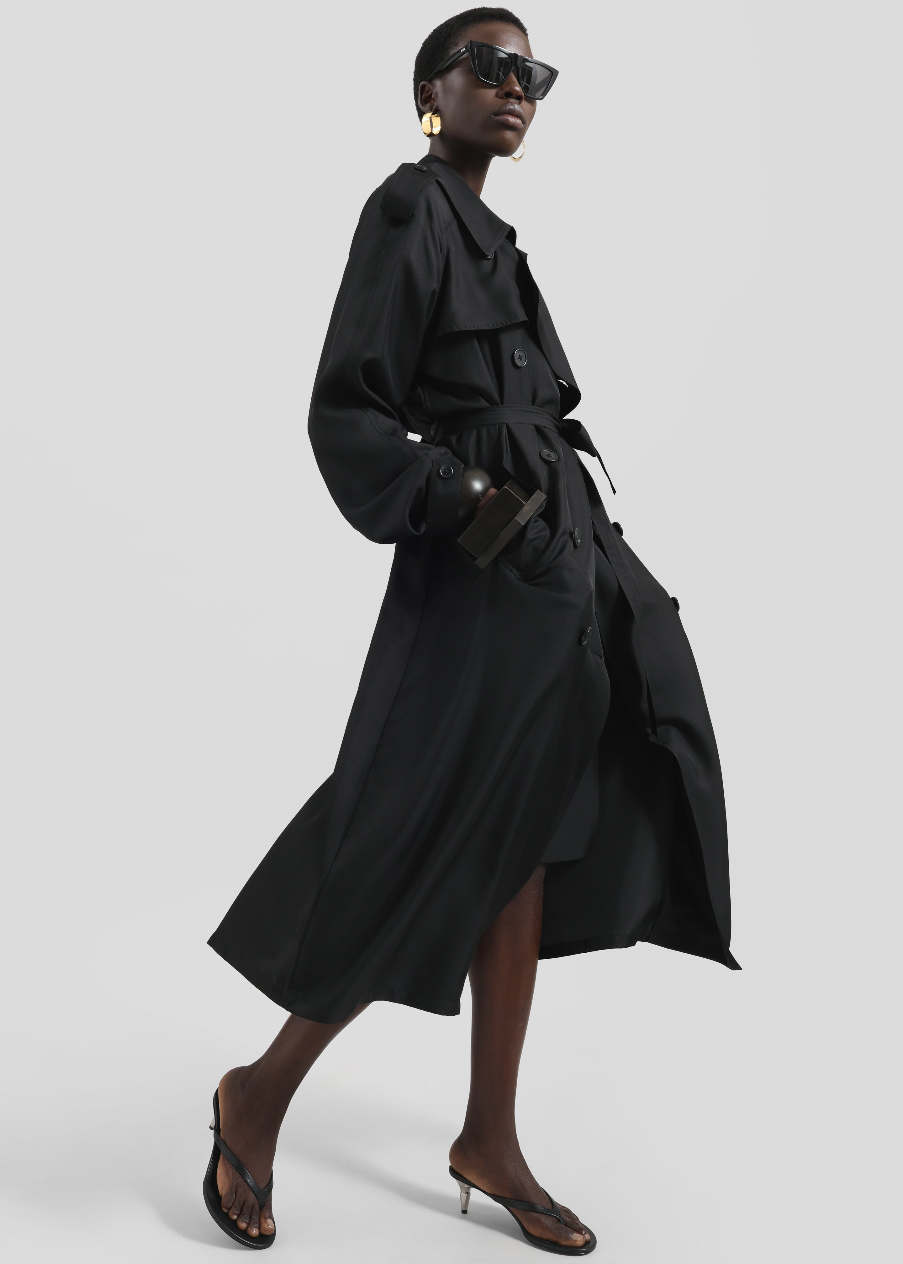 Veyron Silk Trench - Black - 4