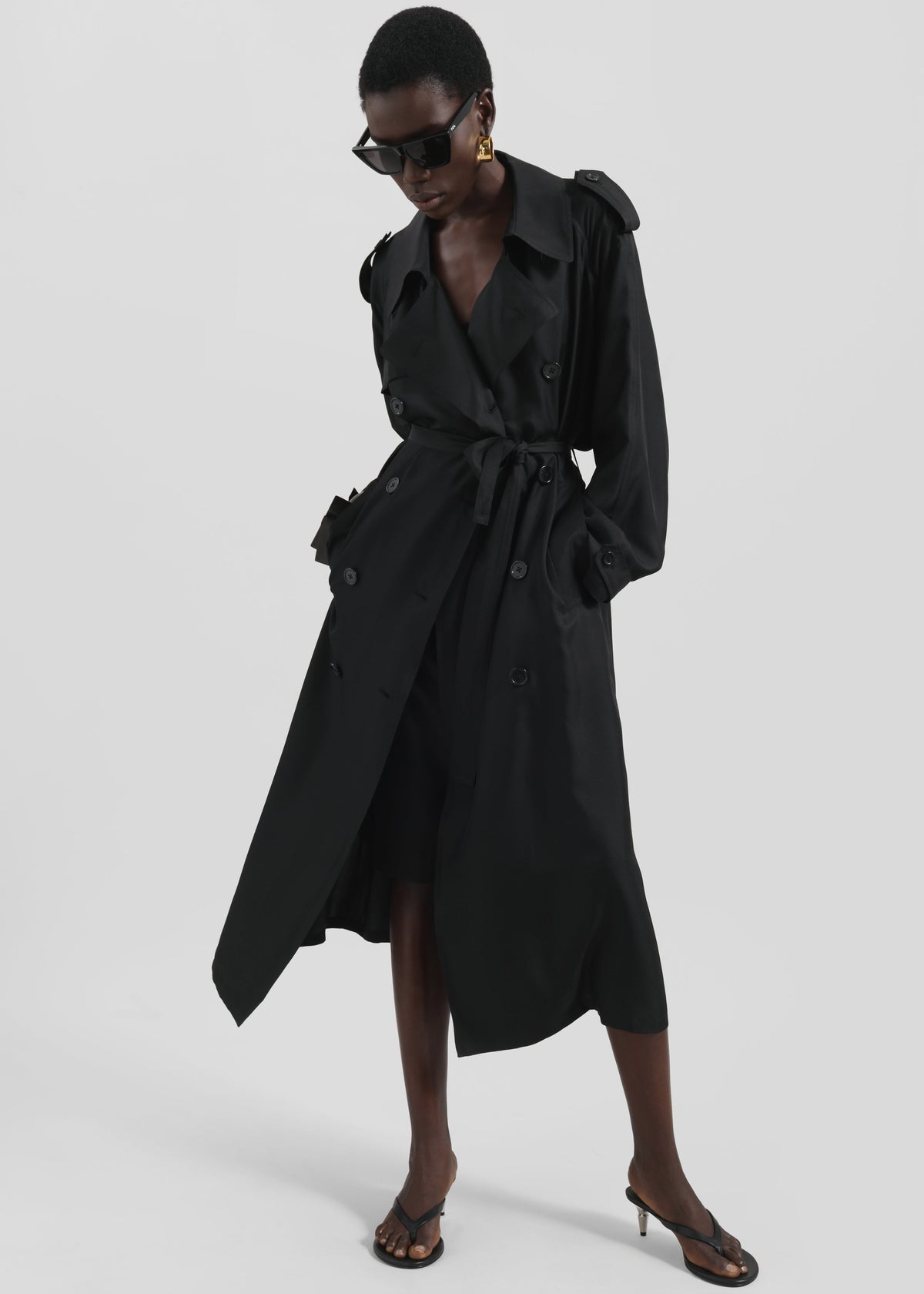 Veyron Silk Trench - Black - 1