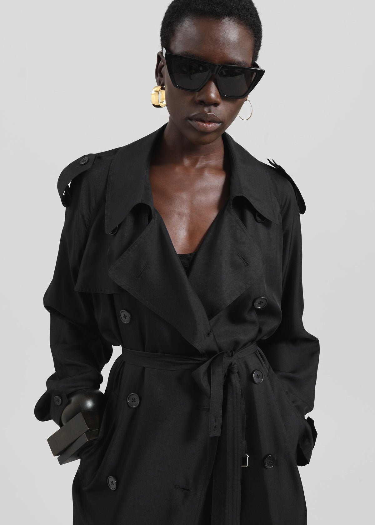 Veyron Silk Trench - Black - 2