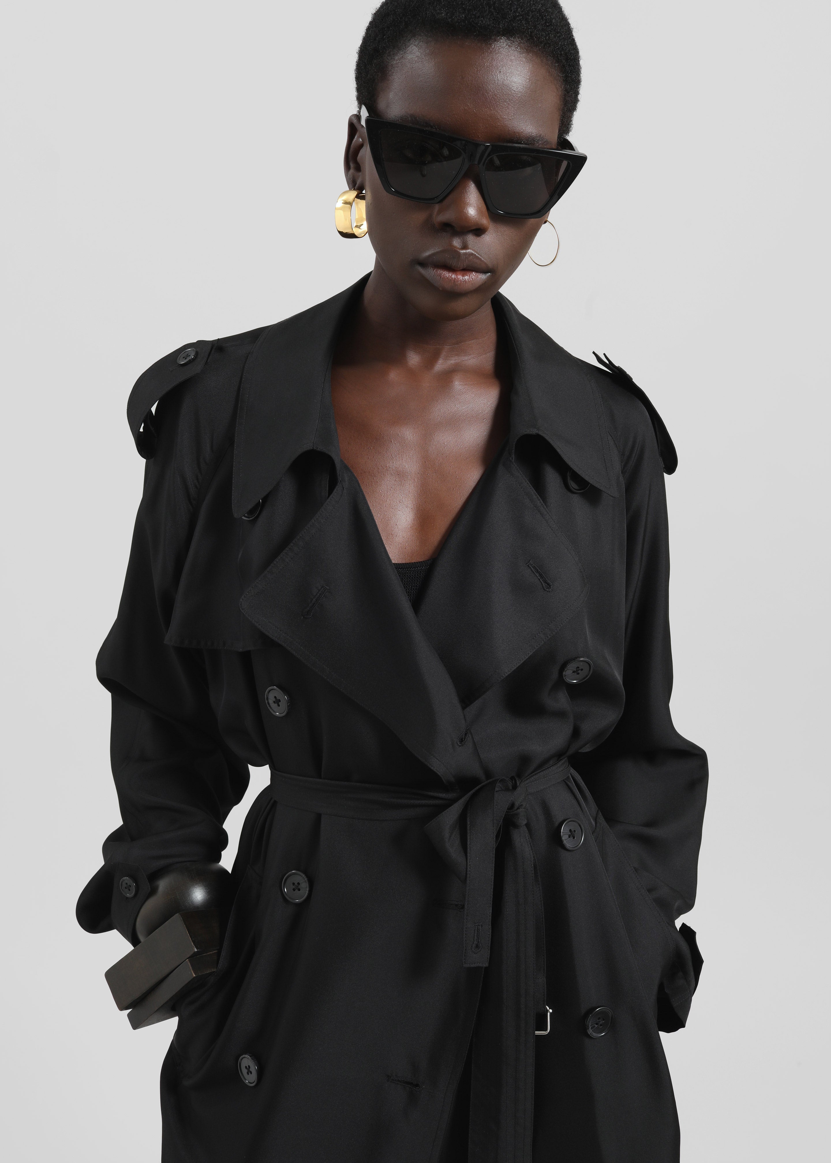 Veyron Silk Trench - Black - 2