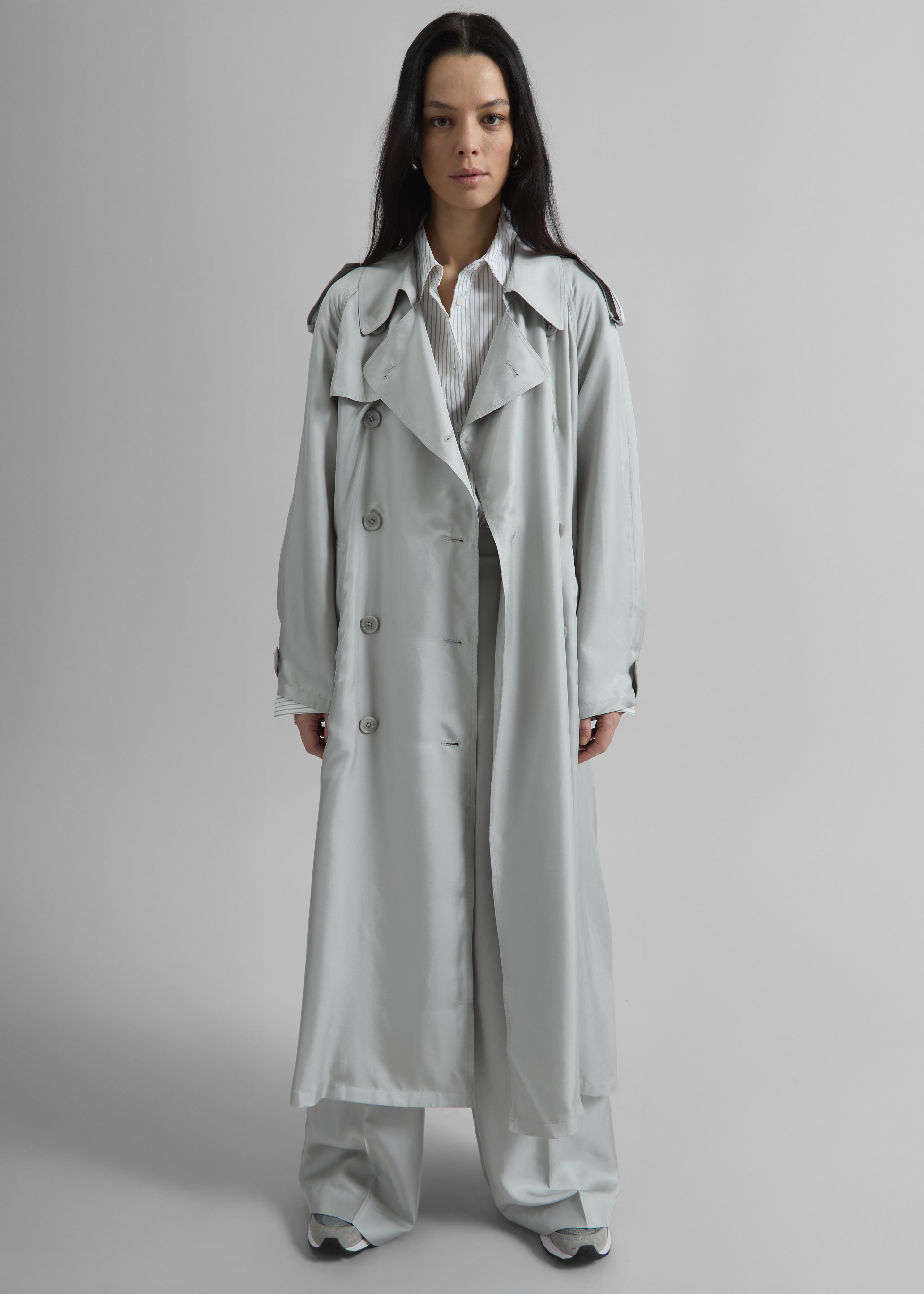 Veyron Silk Trench - Grey - 5