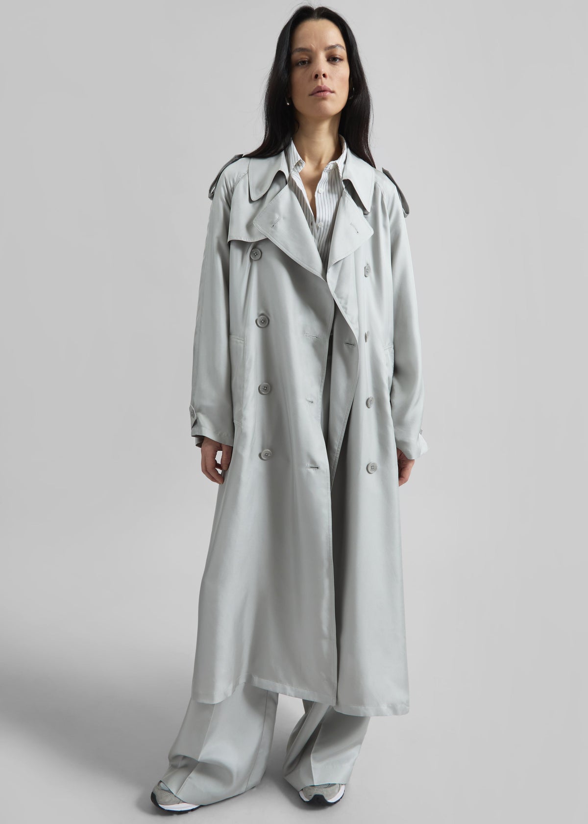 Veyron Silk Trench - Grey - 7
