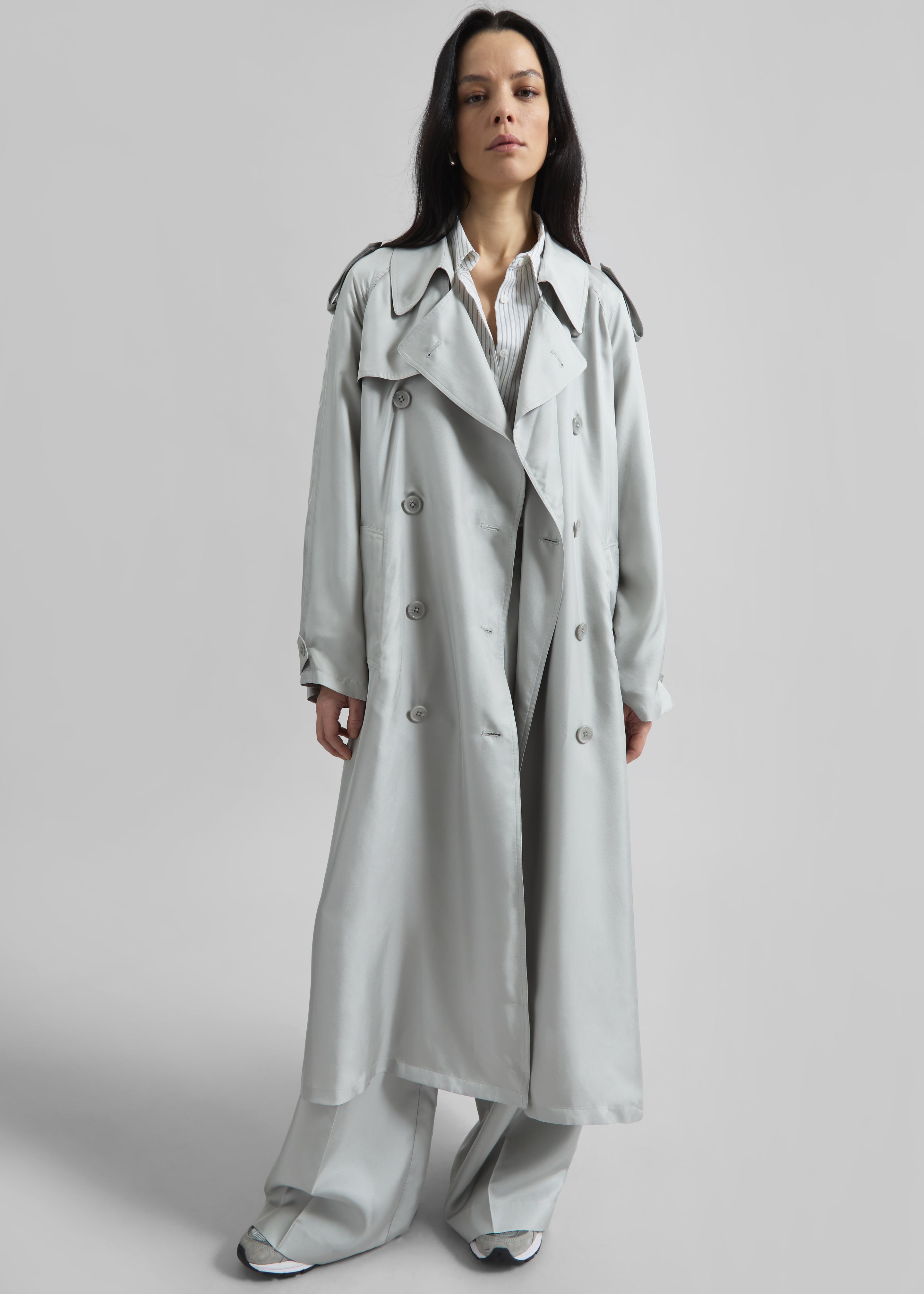 Veyron Silk Trench - Grey - 7