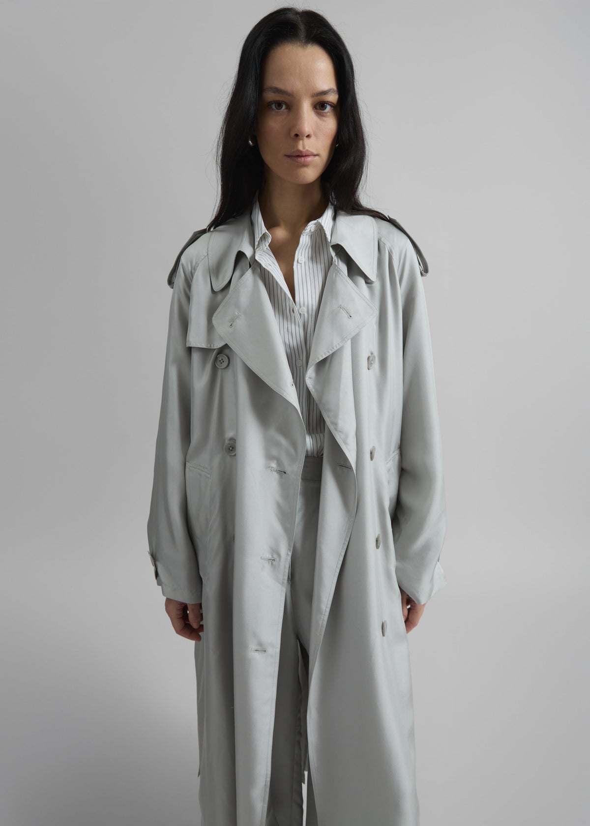 Veyron Silk Trench - Grey - 3