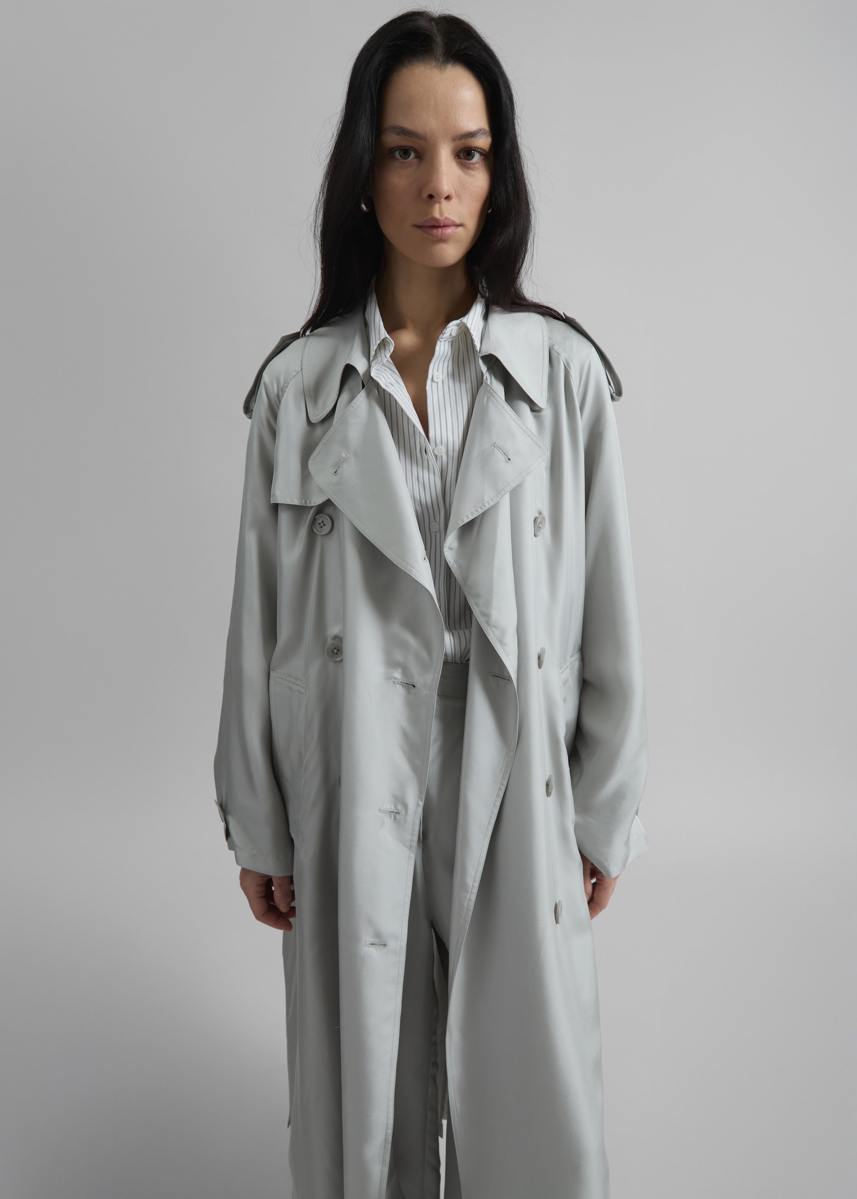 Veyron Silk Trench - Grey - 3