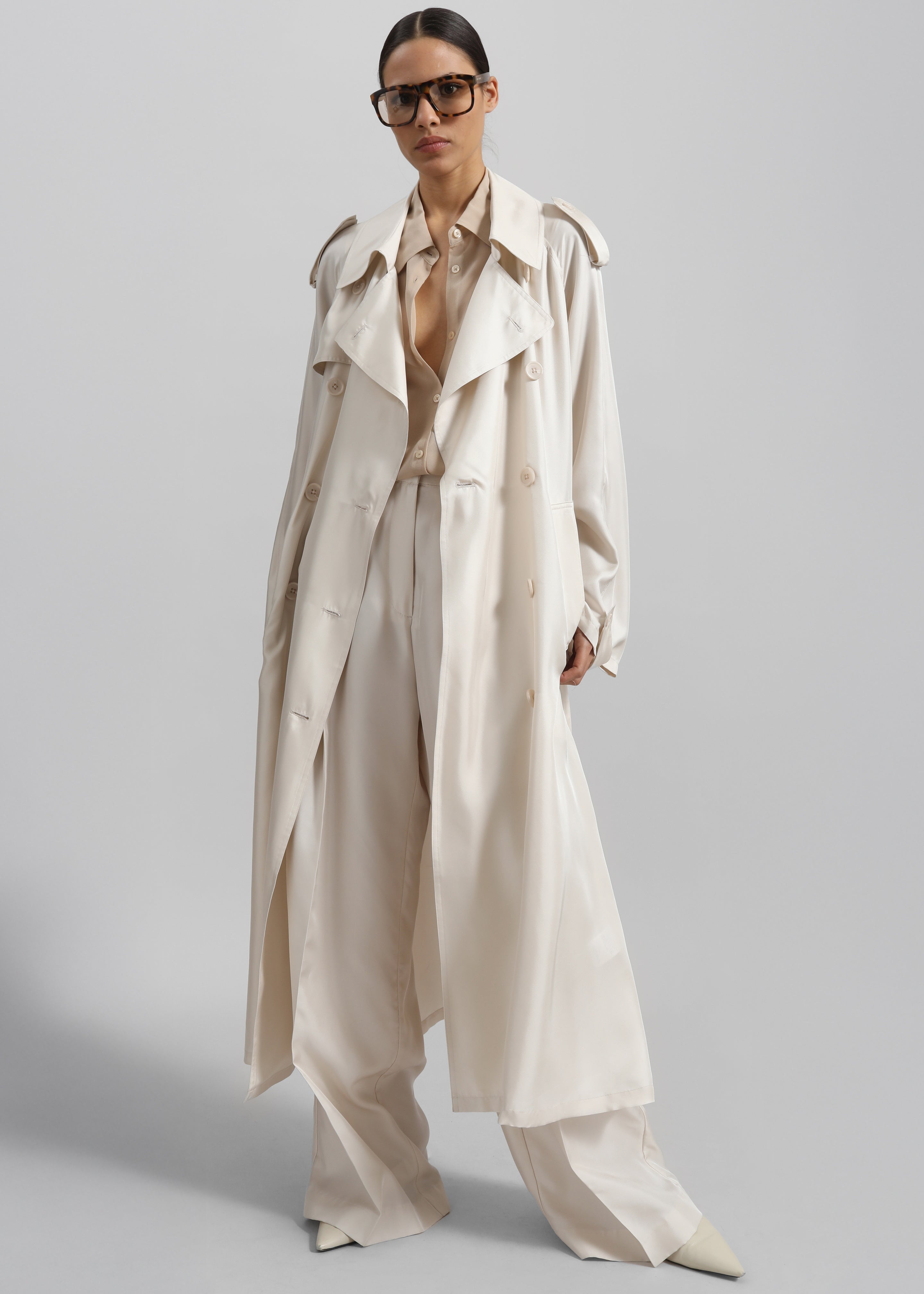 Veyron Silk Trench - Ivory - 2