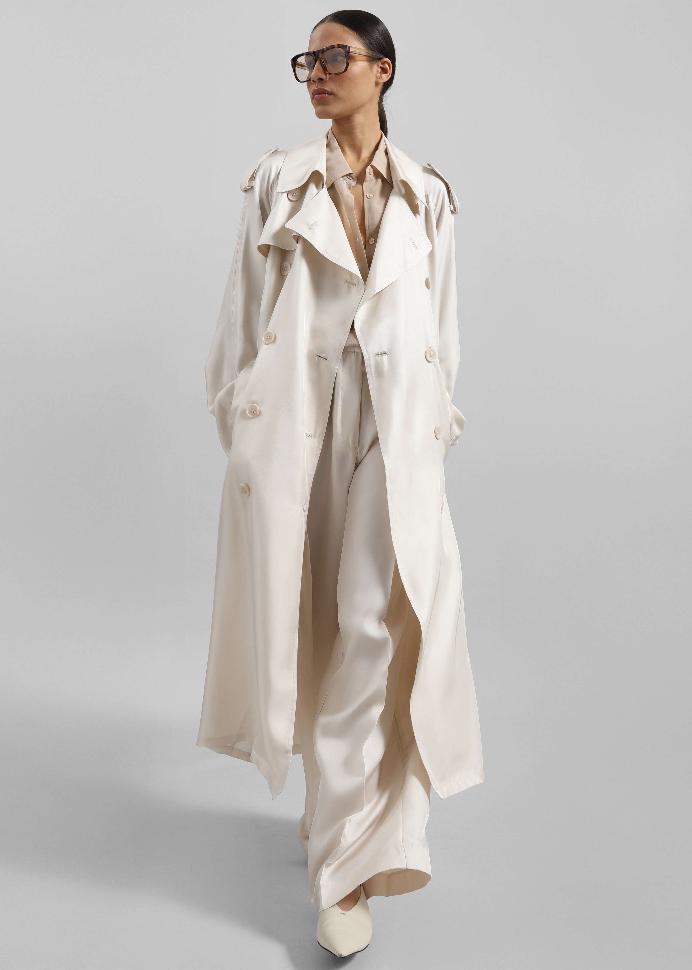 Veyron Silk Trench - Ivory - 5