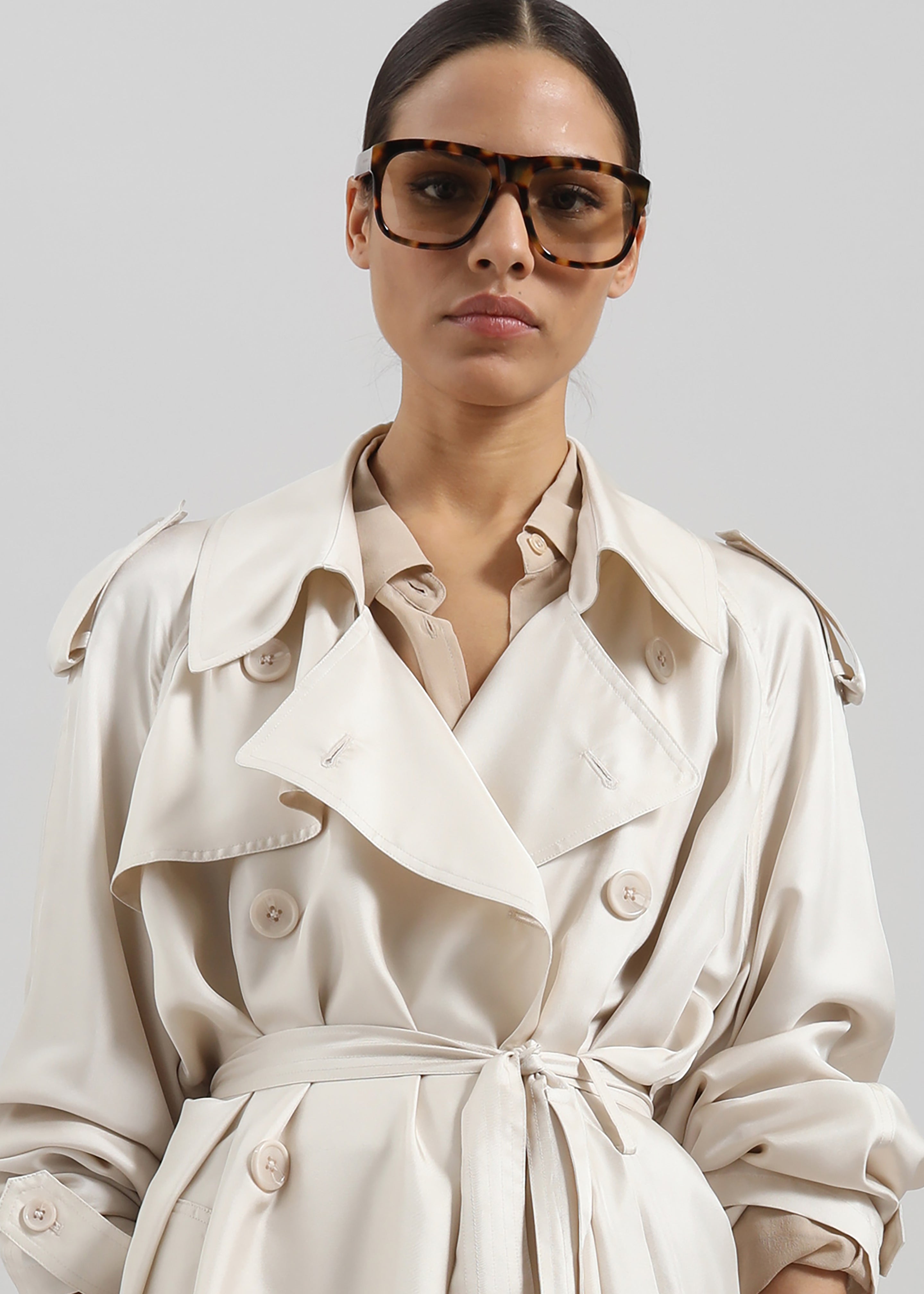 Veyron Silk Trench - Ivory - 6