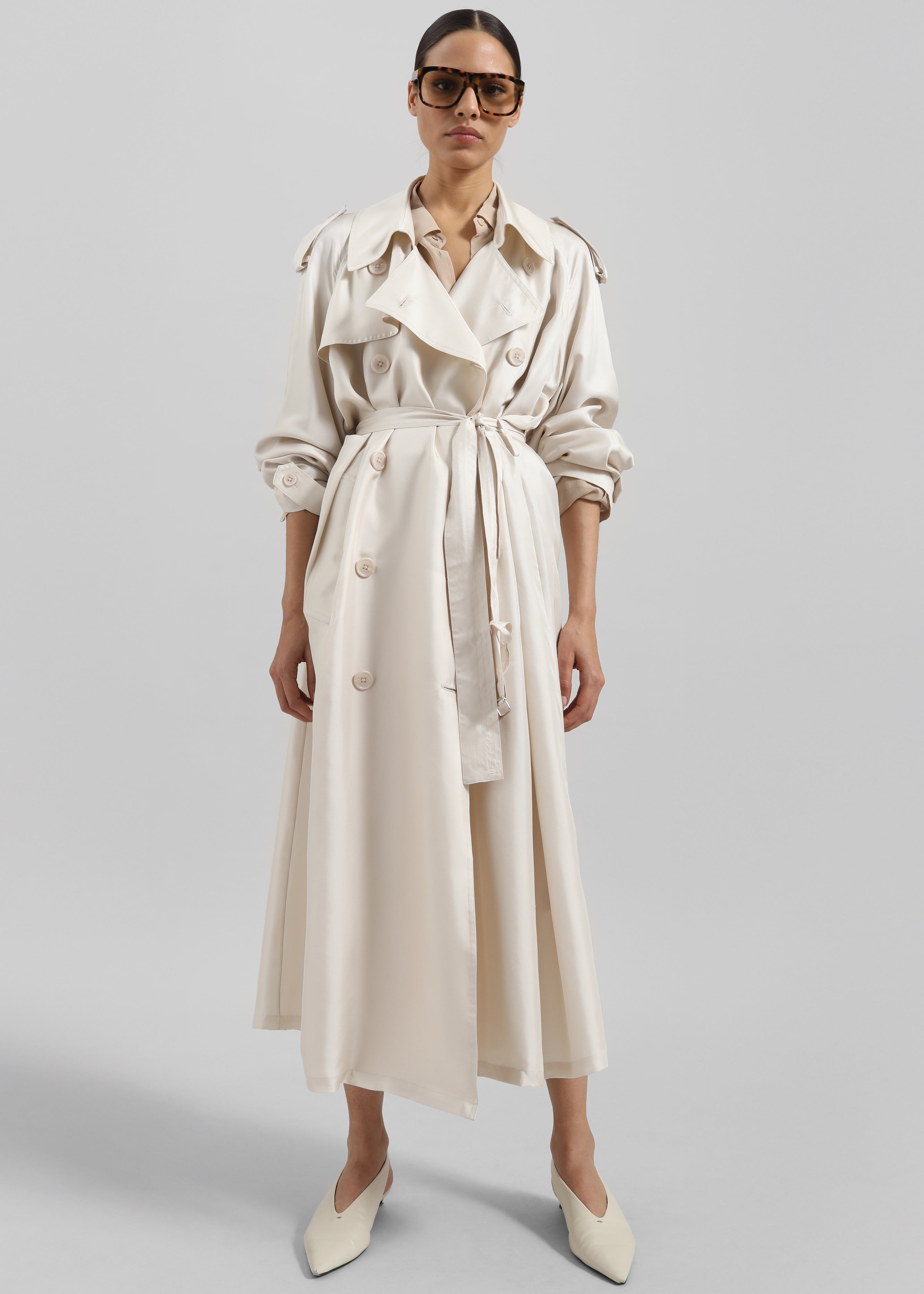 Veyron Silk Trench - Ivory - 1