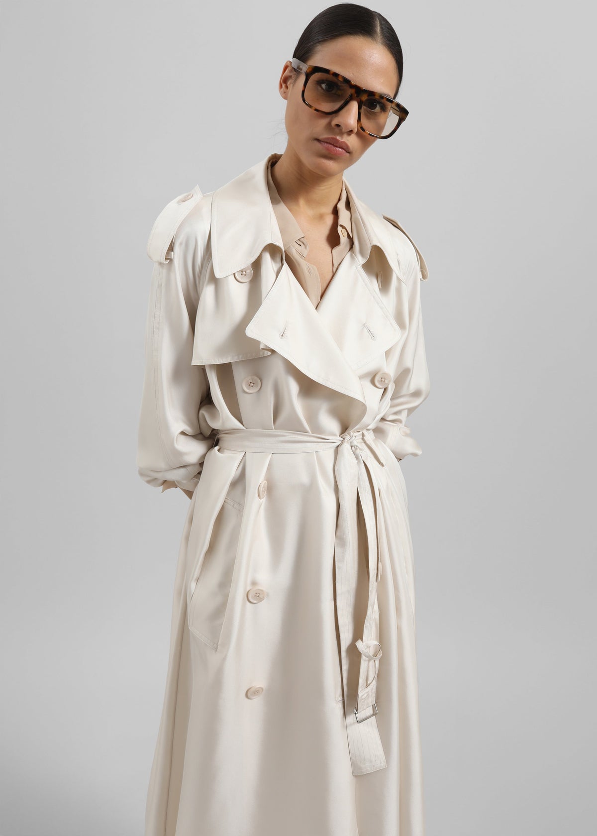 Veyron Silk Trench - Ivory - 3