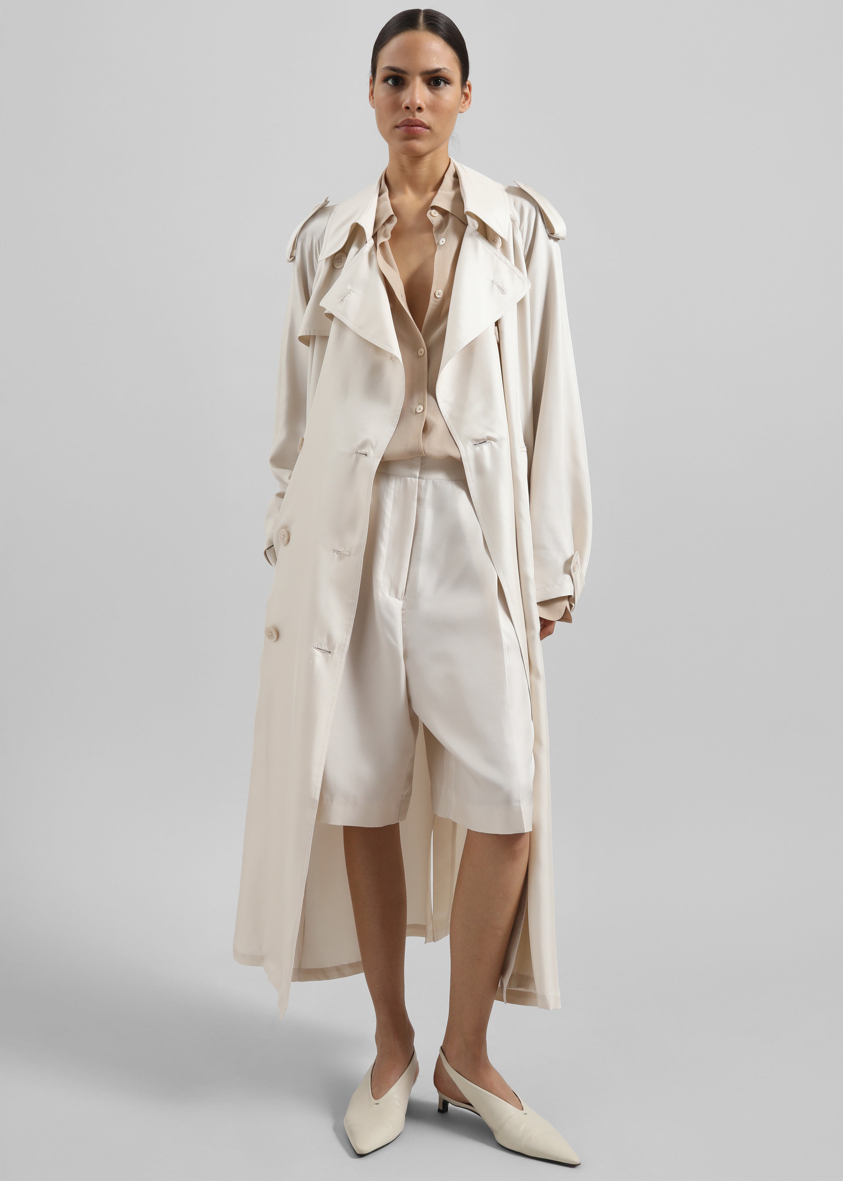 Veyron Silk Trench - Ivory - 4