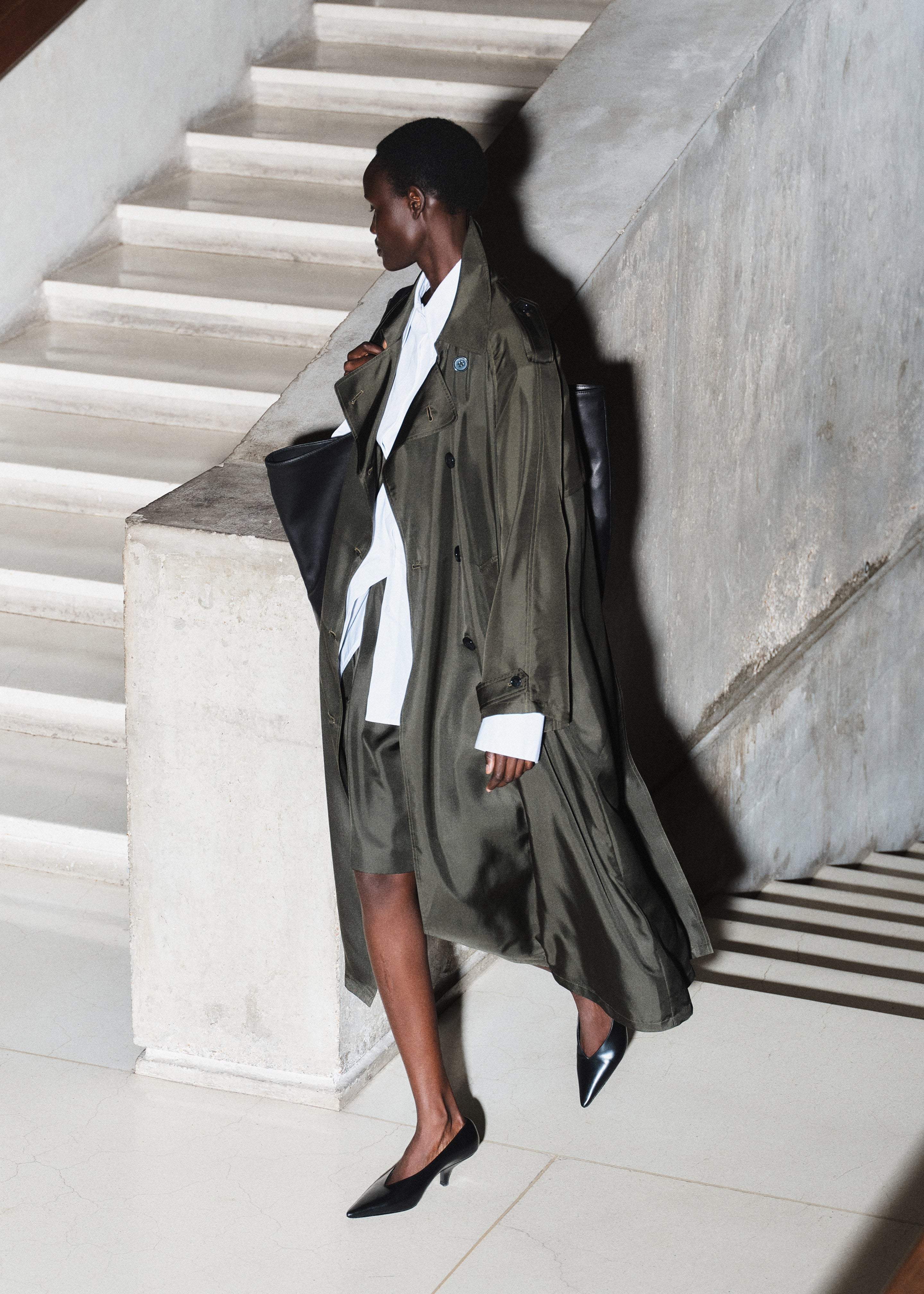 Veyron Silk Trench - Khaki - 7