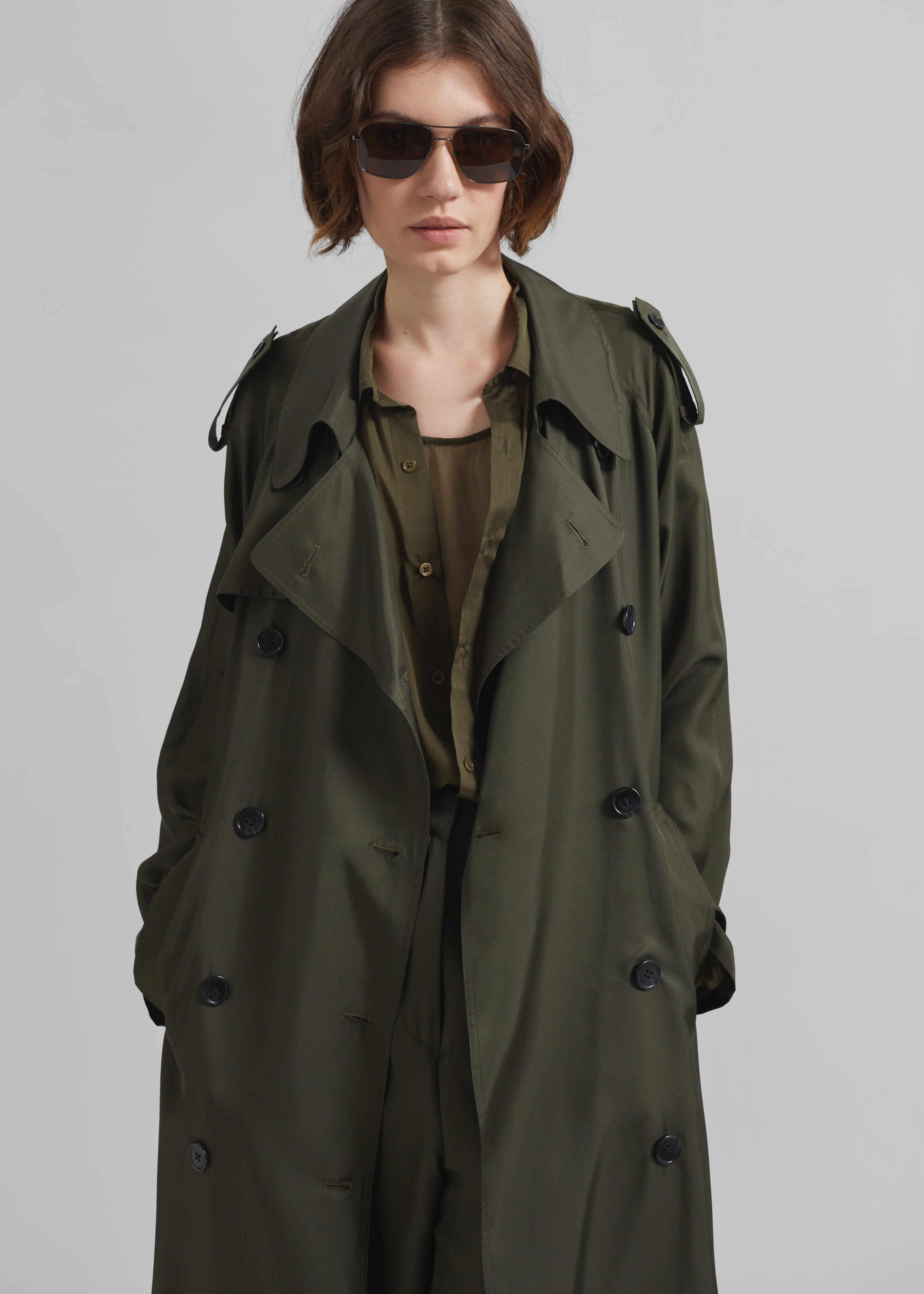 Veyron Silk Trench - Khaki - 2
