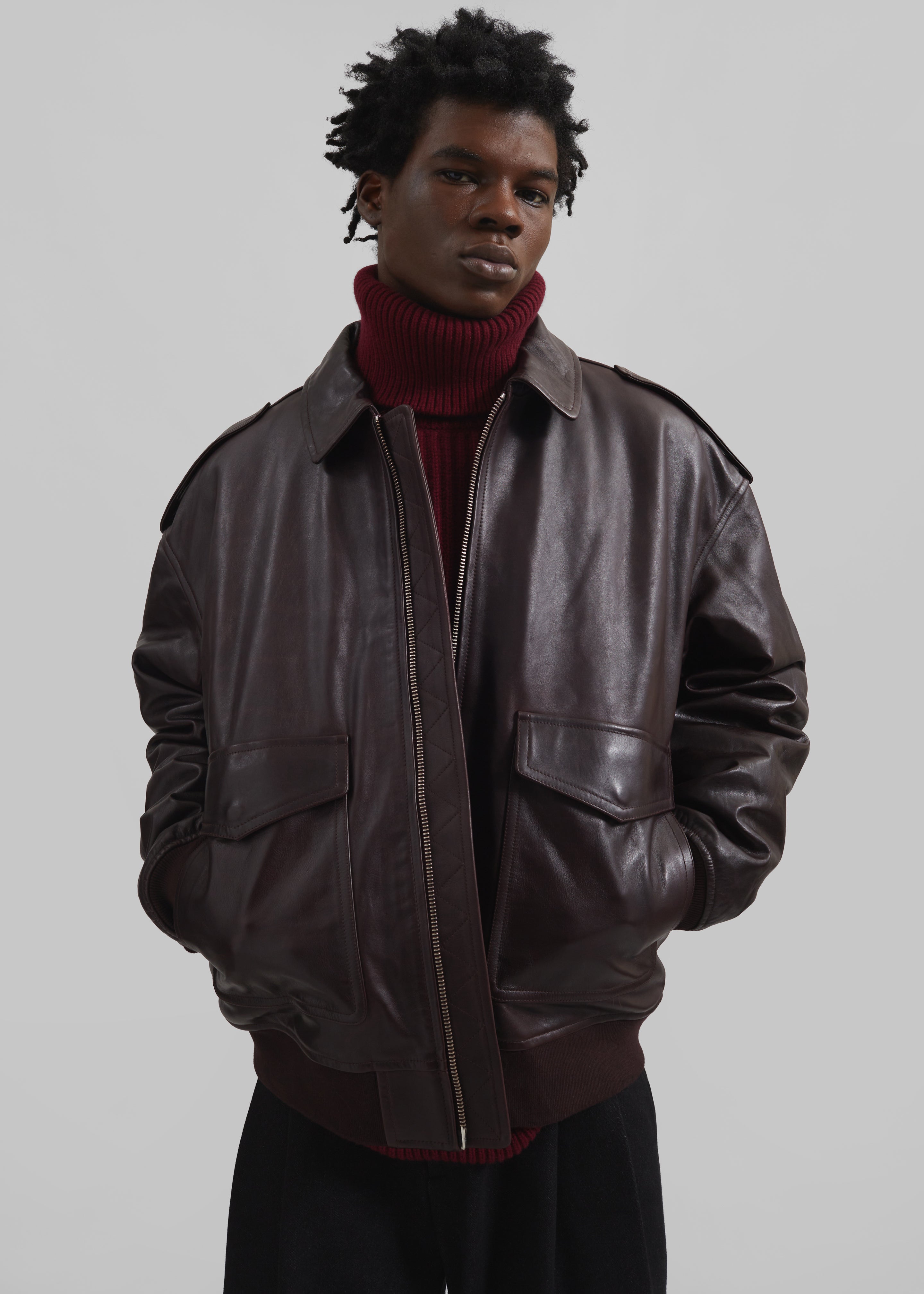 Viper Leather Jacket - Dark Plum - 14