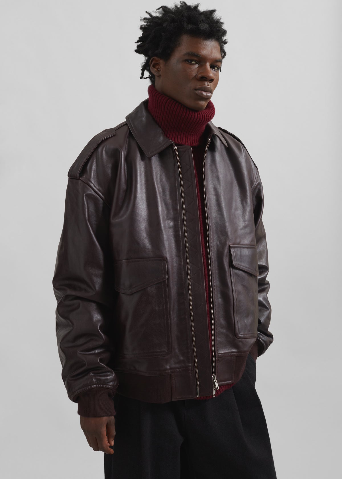 Viper Leather Jacket - Dark Plum - 10