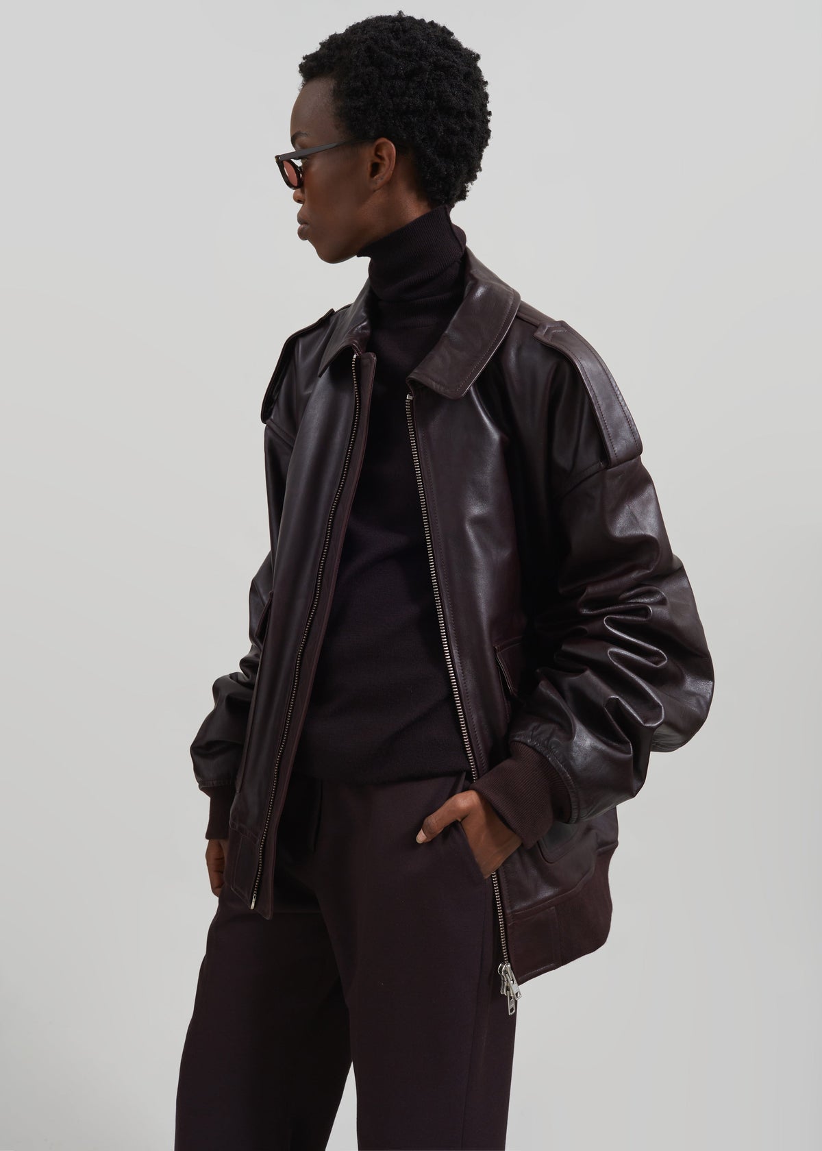Viper Leather Jacket - Dark Plum - 8