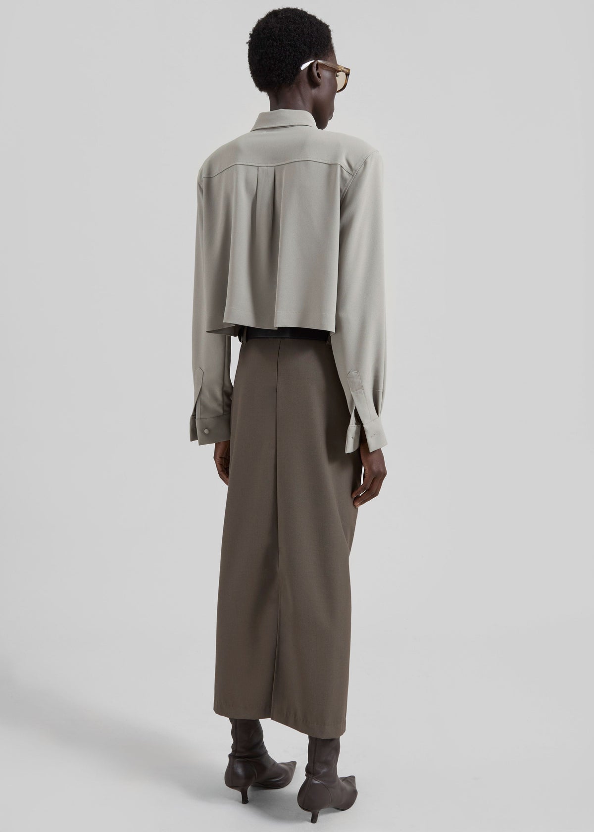 Visen Padded Boxy Shirt - Taupe - 10