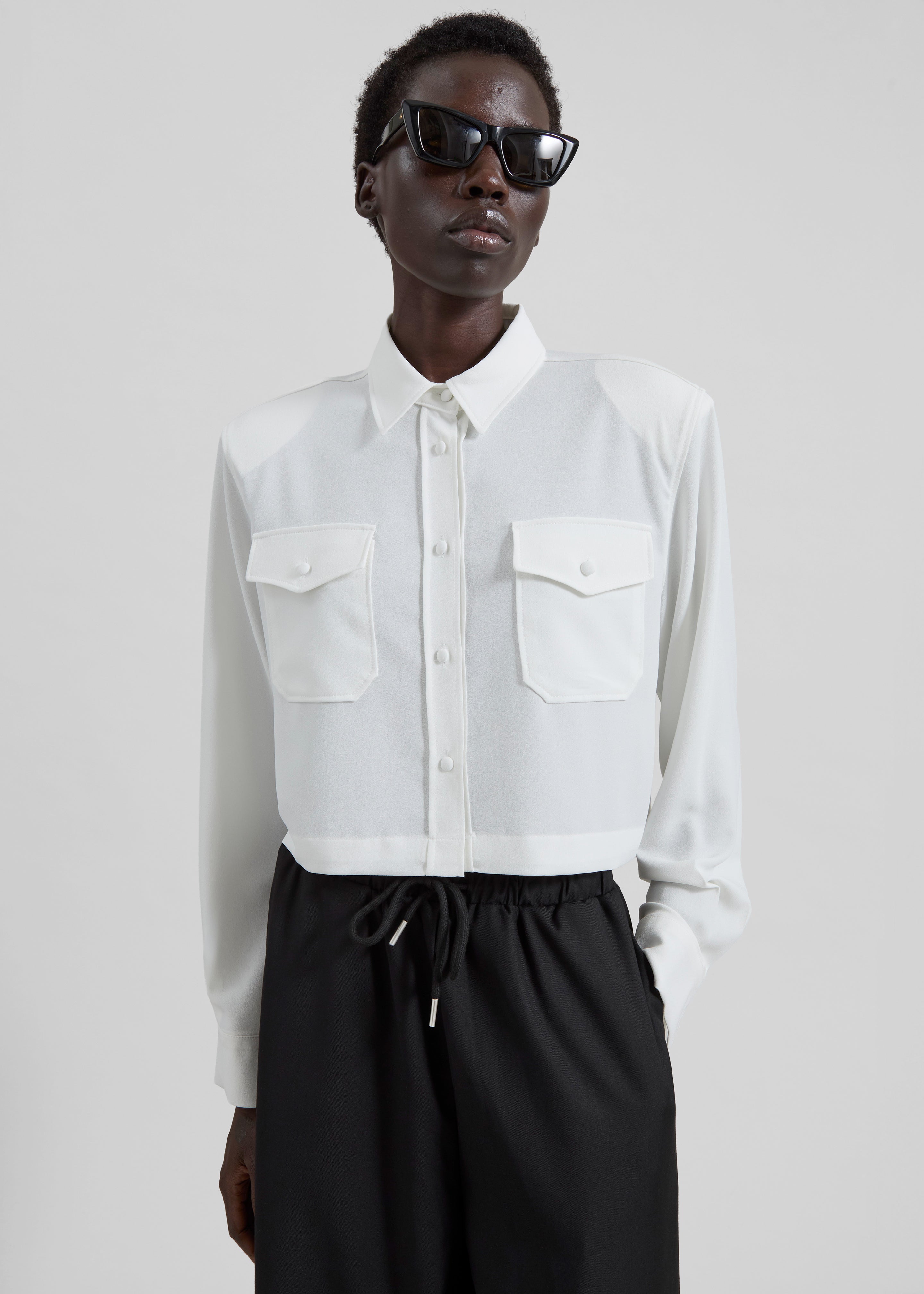Visen Padded Boxy Shirt - White - 4