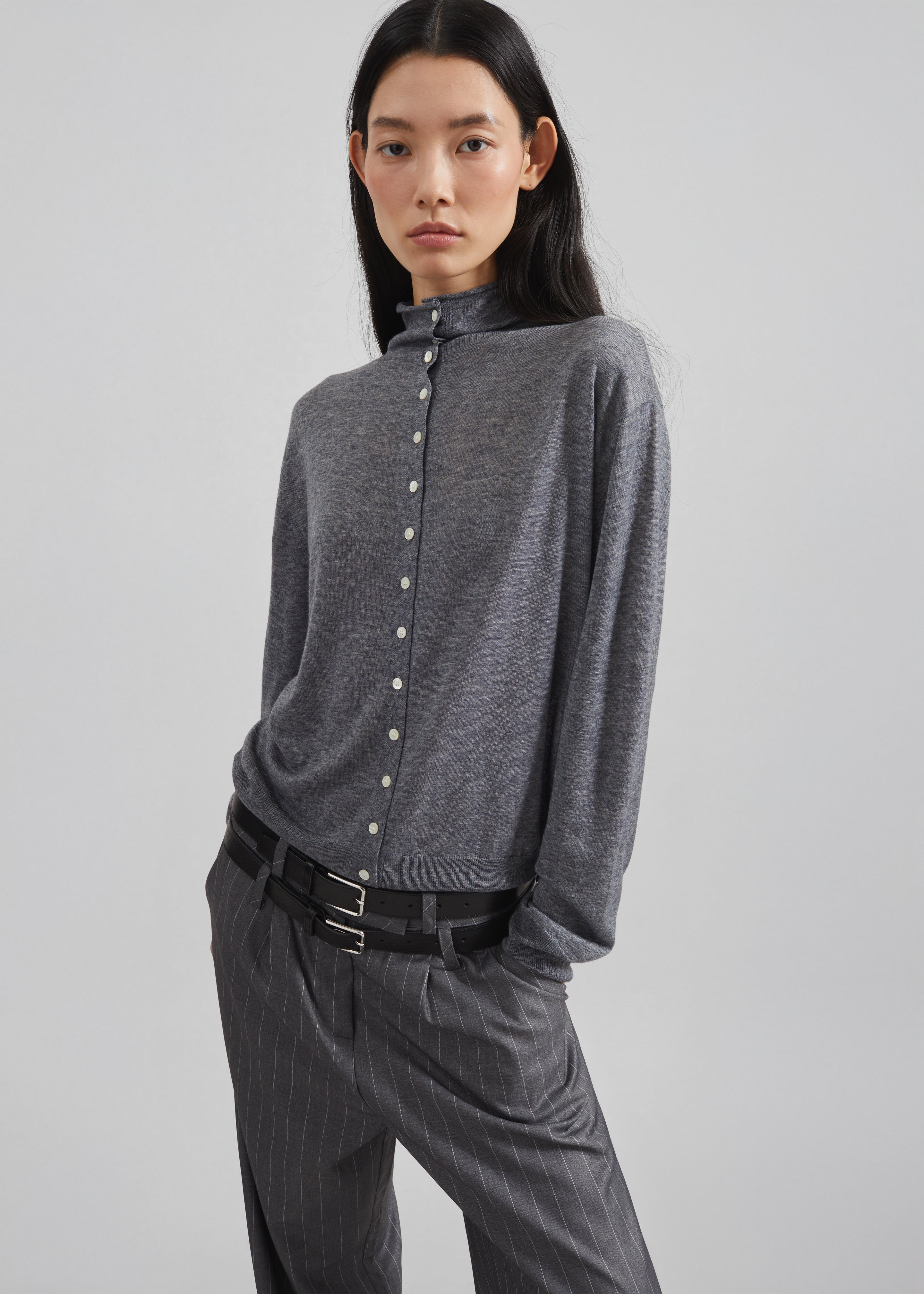 Vradal High Neck Cardigan - Grey – The Frankie Shop Europe