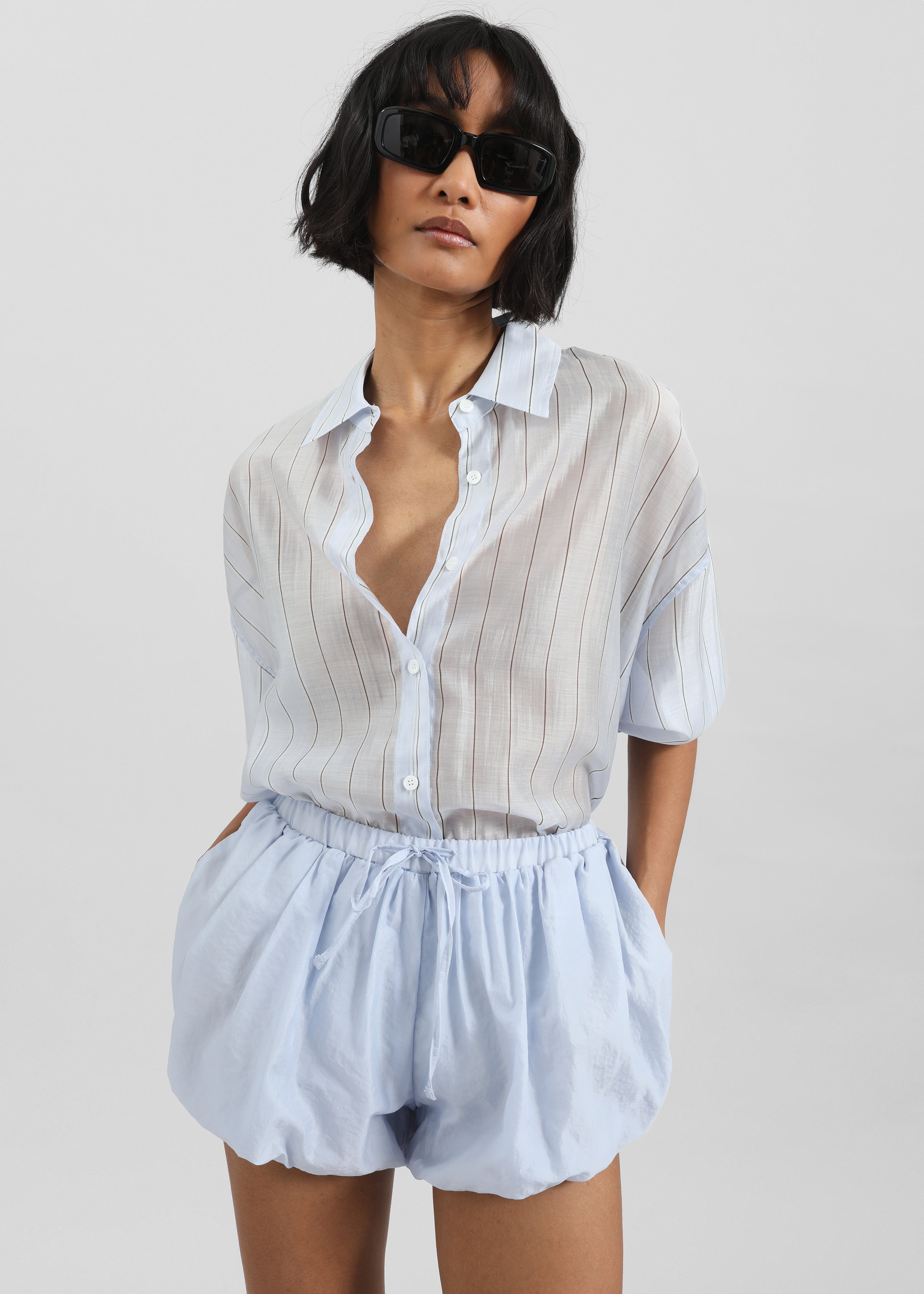Vranor Light Sheer Shirt - Light Blue/Black Stripe - 4