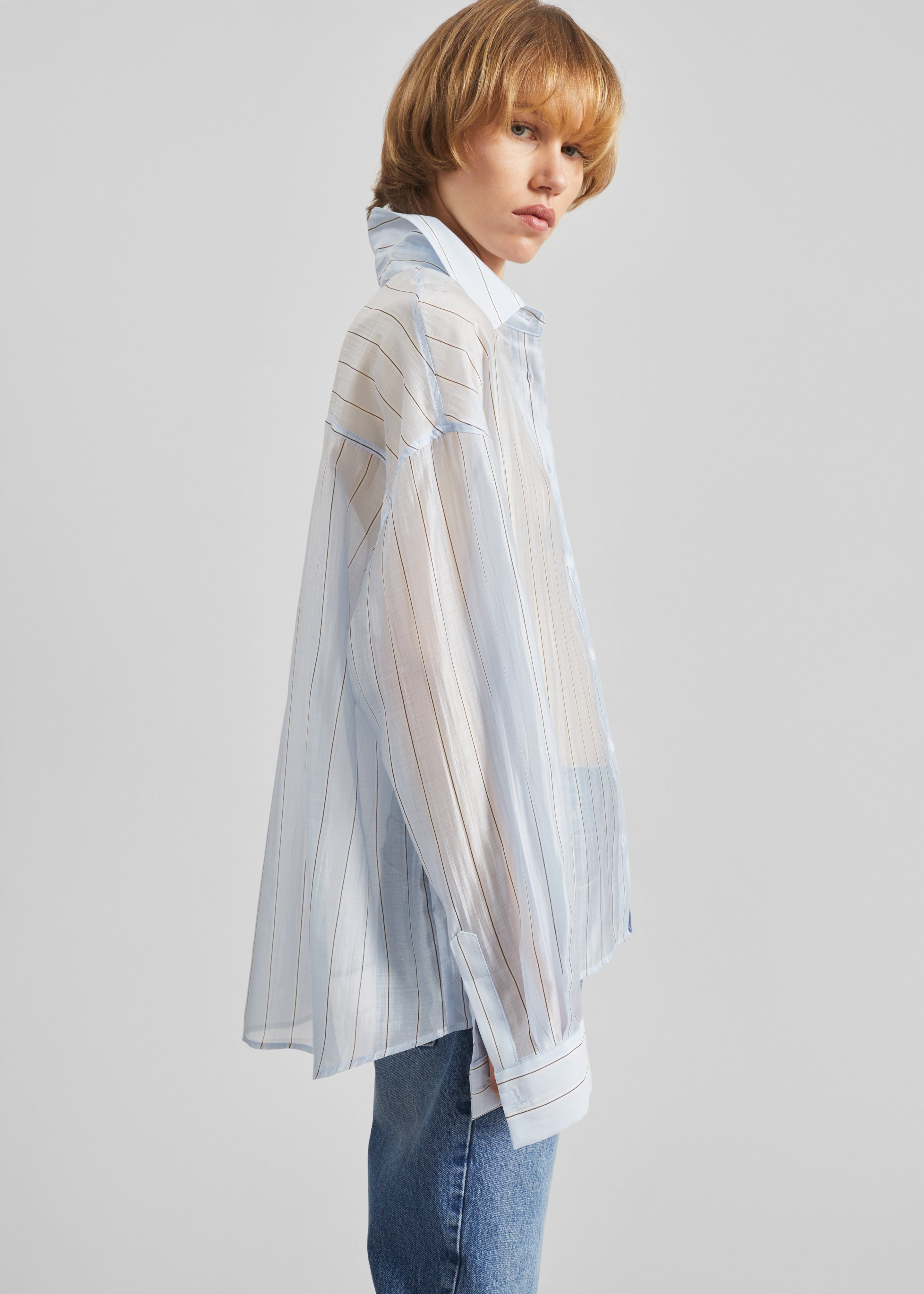 Vranor Light Sheer Shirt - Light Blue/Black Stripe - 2