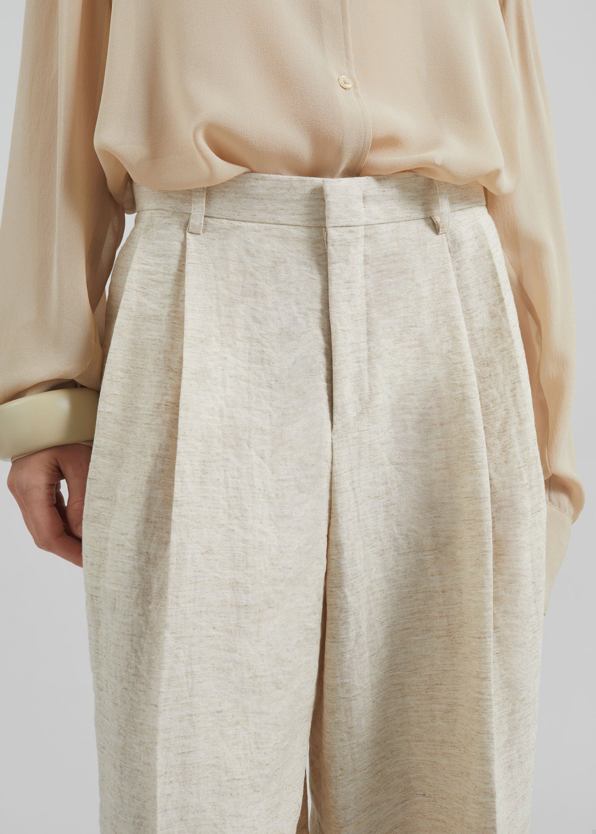 Wendin Pleated Trousers - Beige Melange - 3