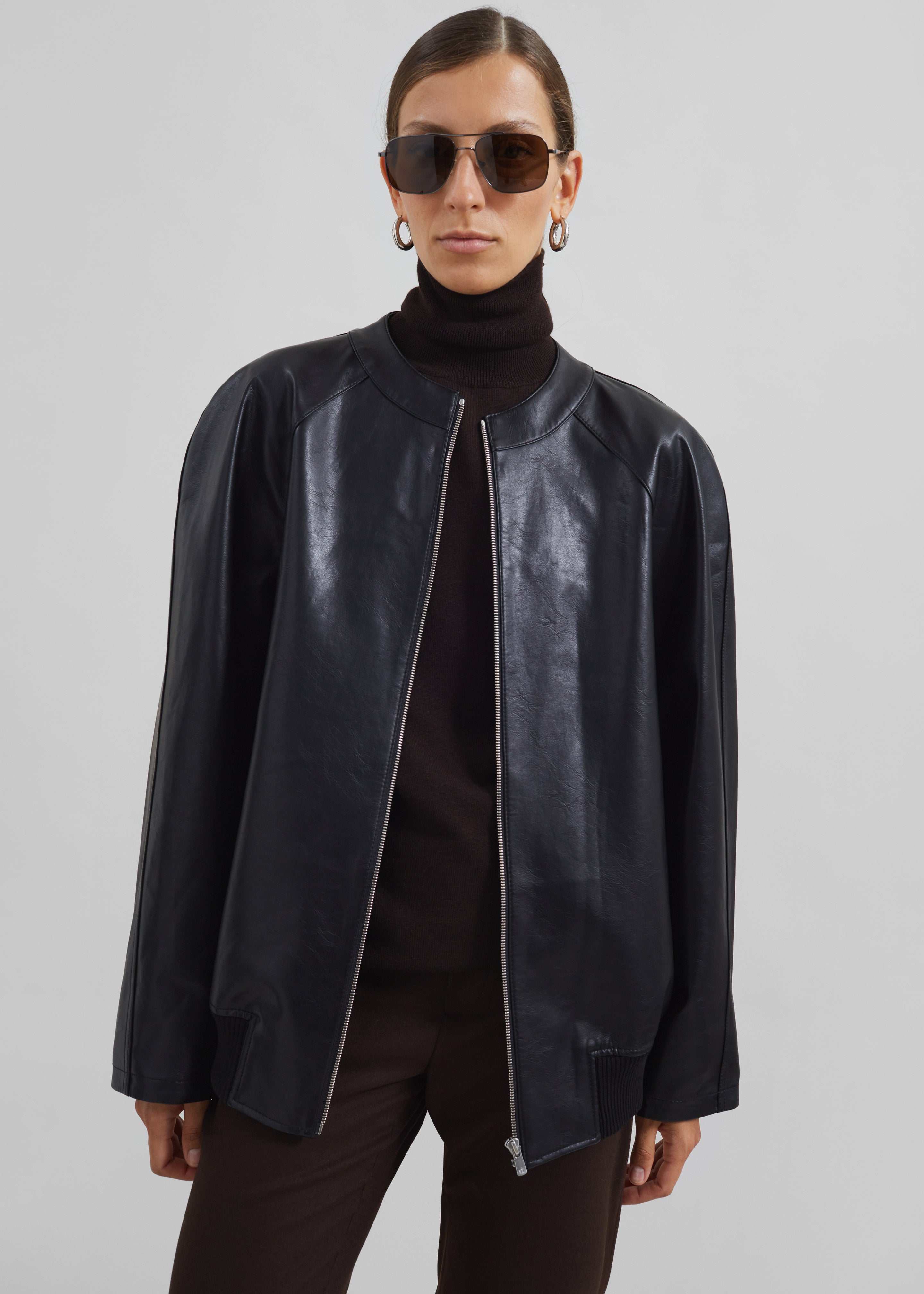 Xyla Faux Leather Jacket - Black - 4