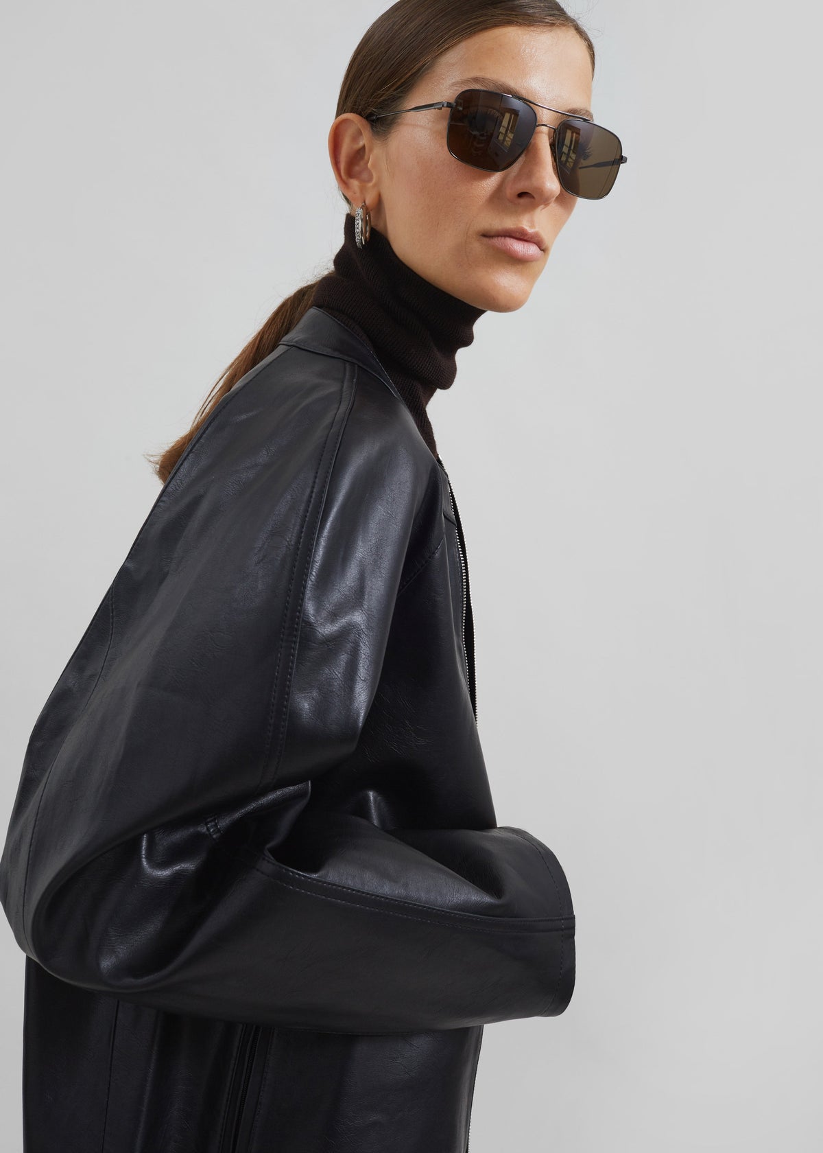 Xyla Faux Leather Jacket - Black - 3