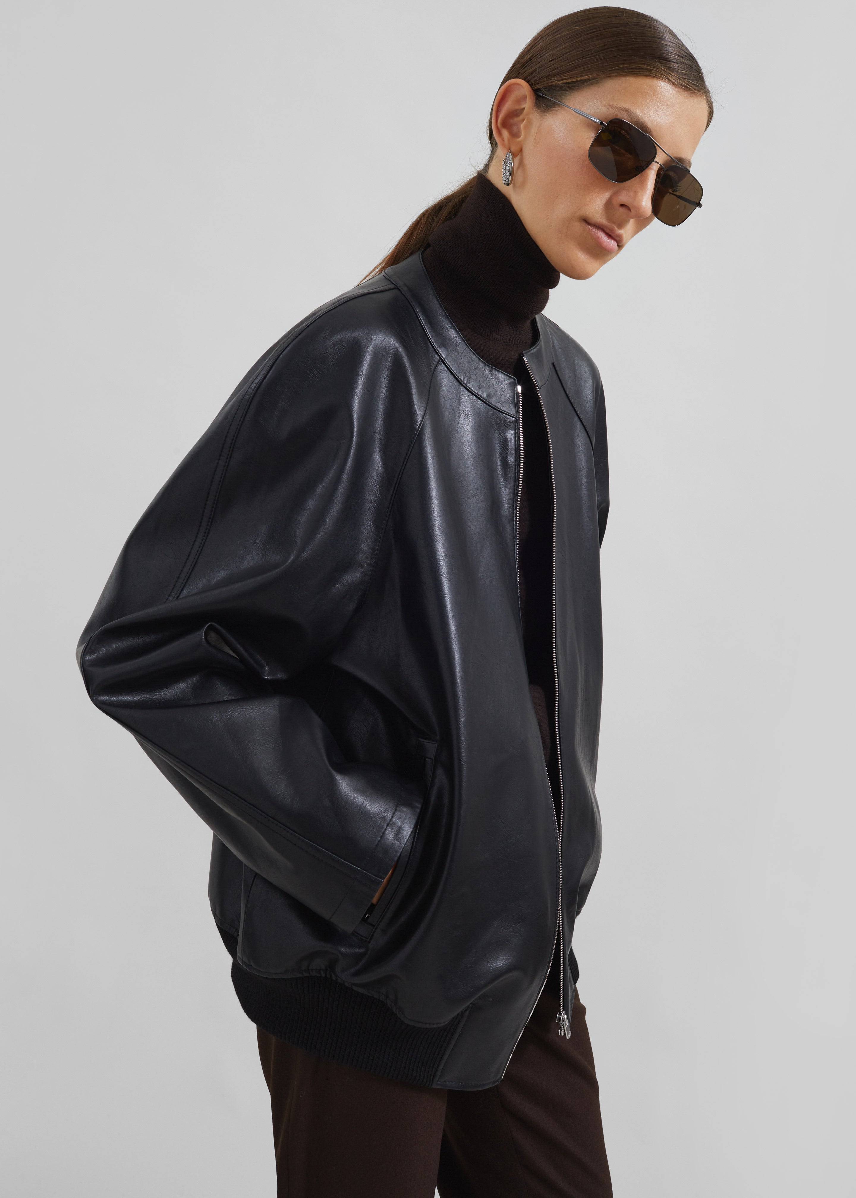 Xyla Faux Leather Jacket - Black - 7