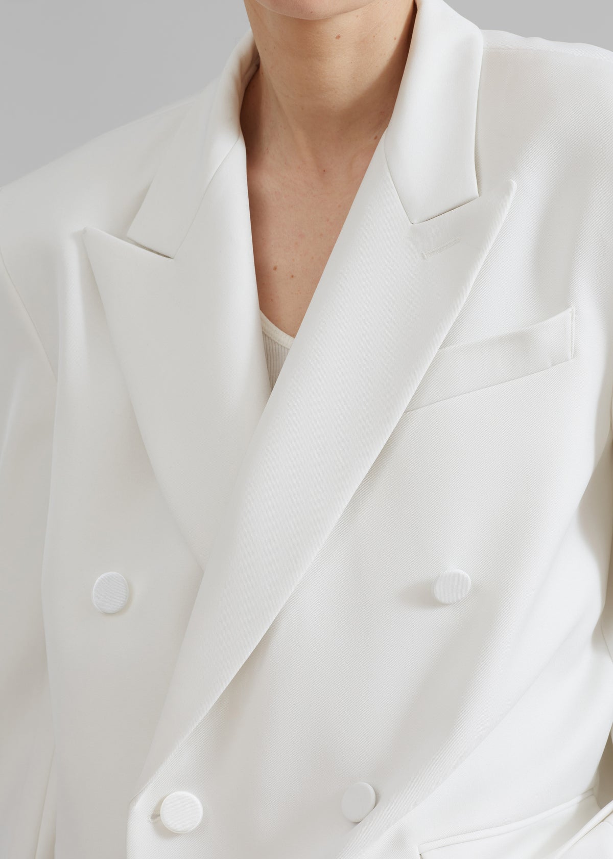Zia Covered Buttons Blazer - White - 9