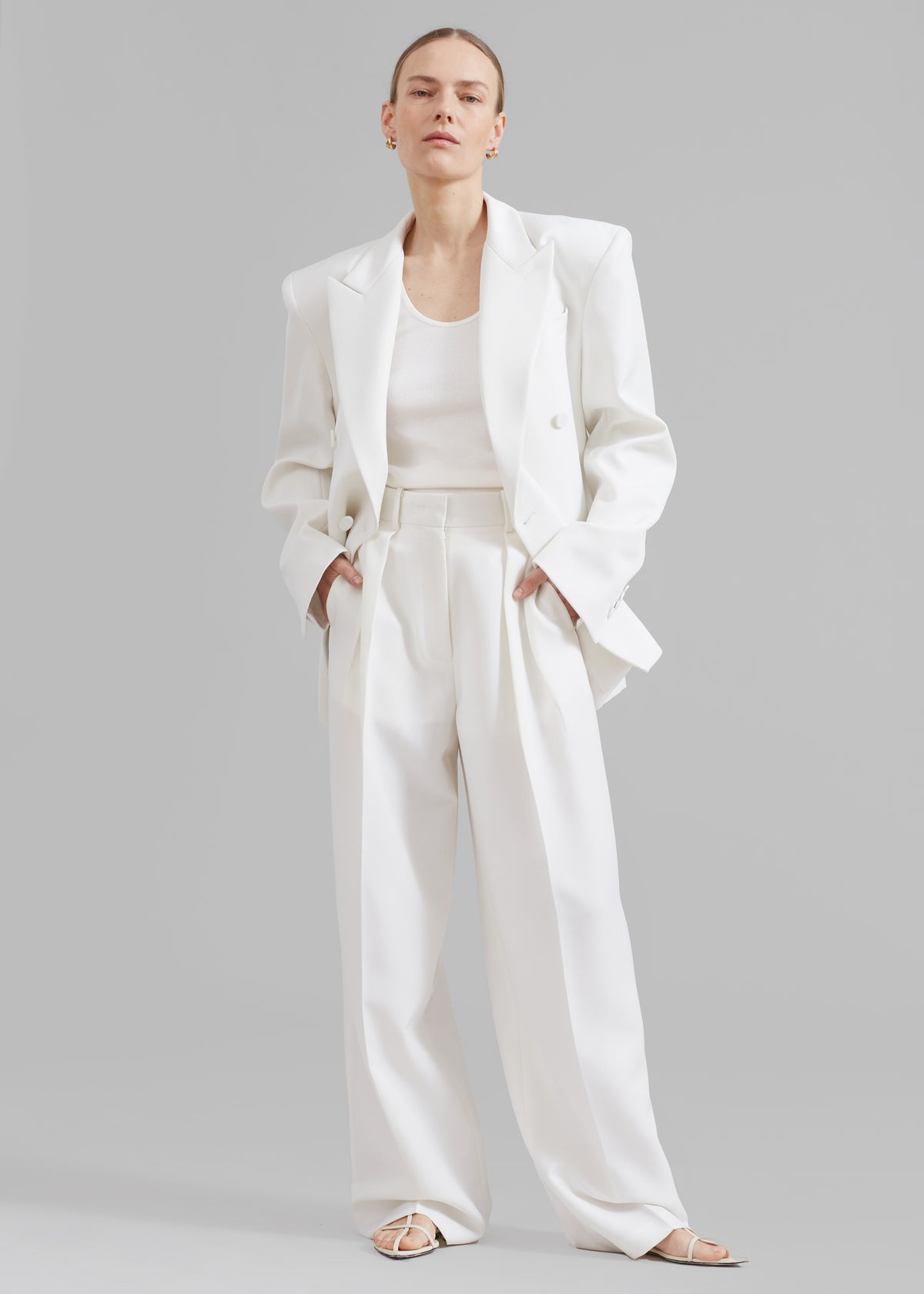 Zia Pintuck Trousers - White - 1