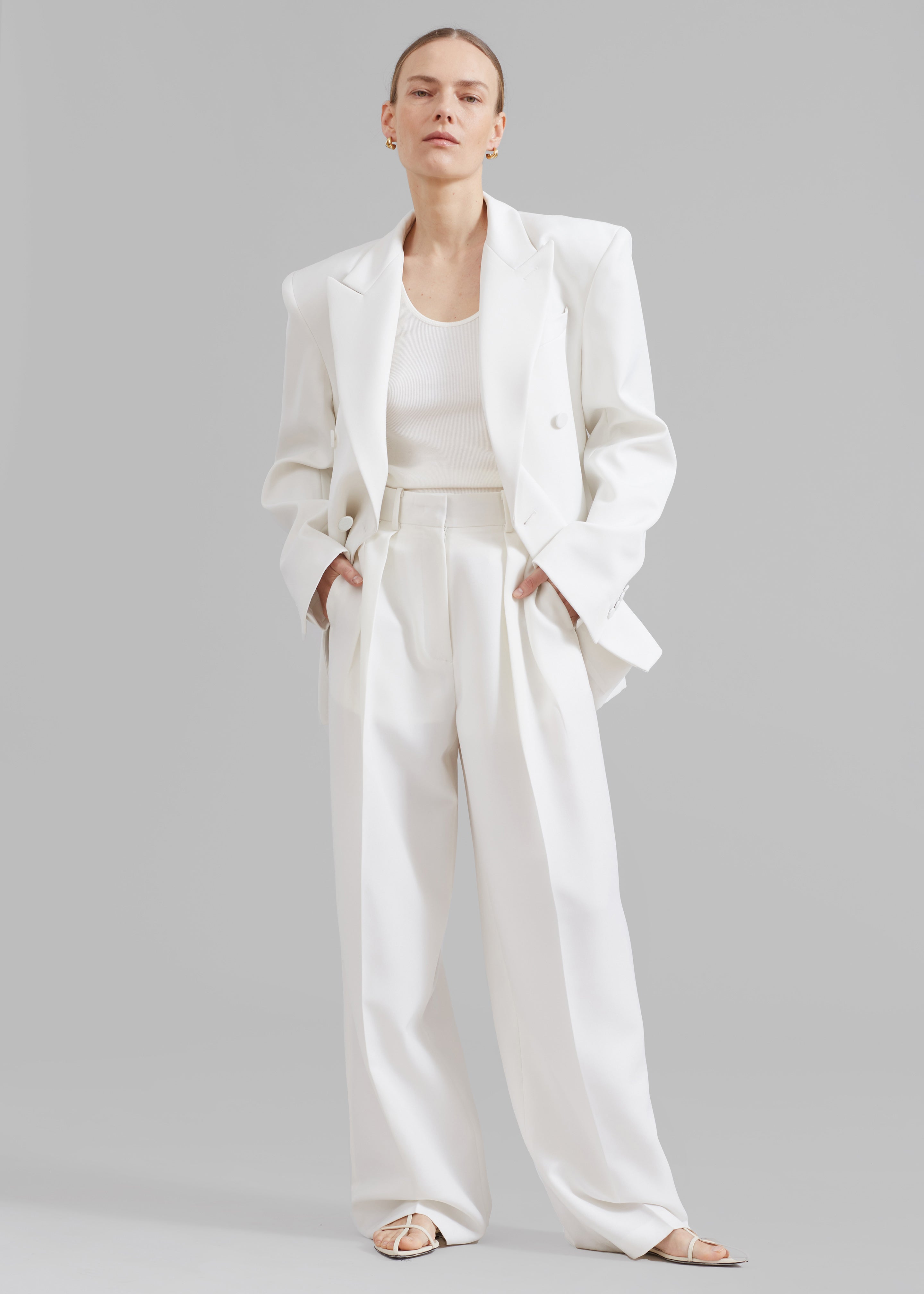 Zia Pintuck Trousers - White - 1