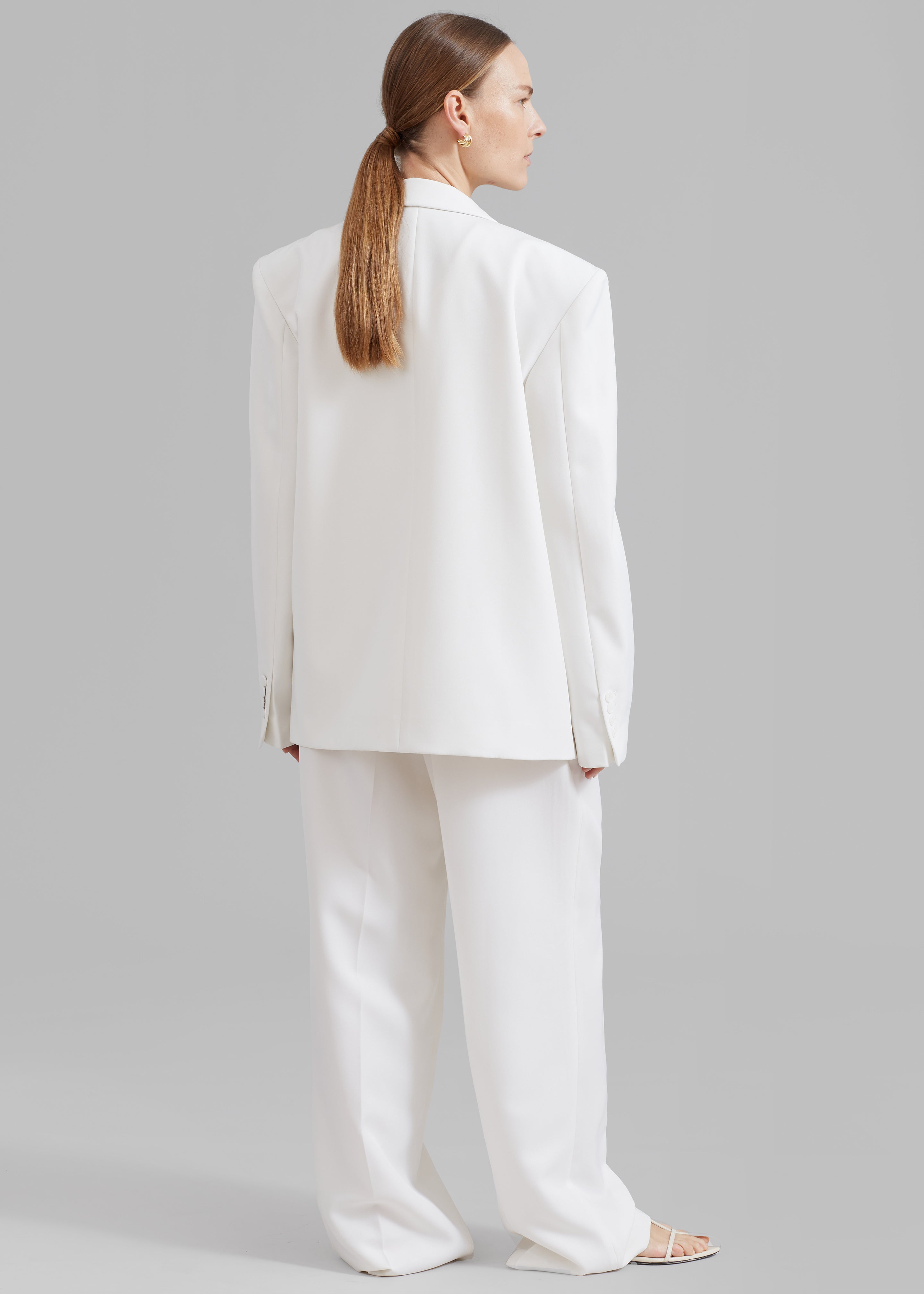 Zia Covered Buttons Blazer - White - 11