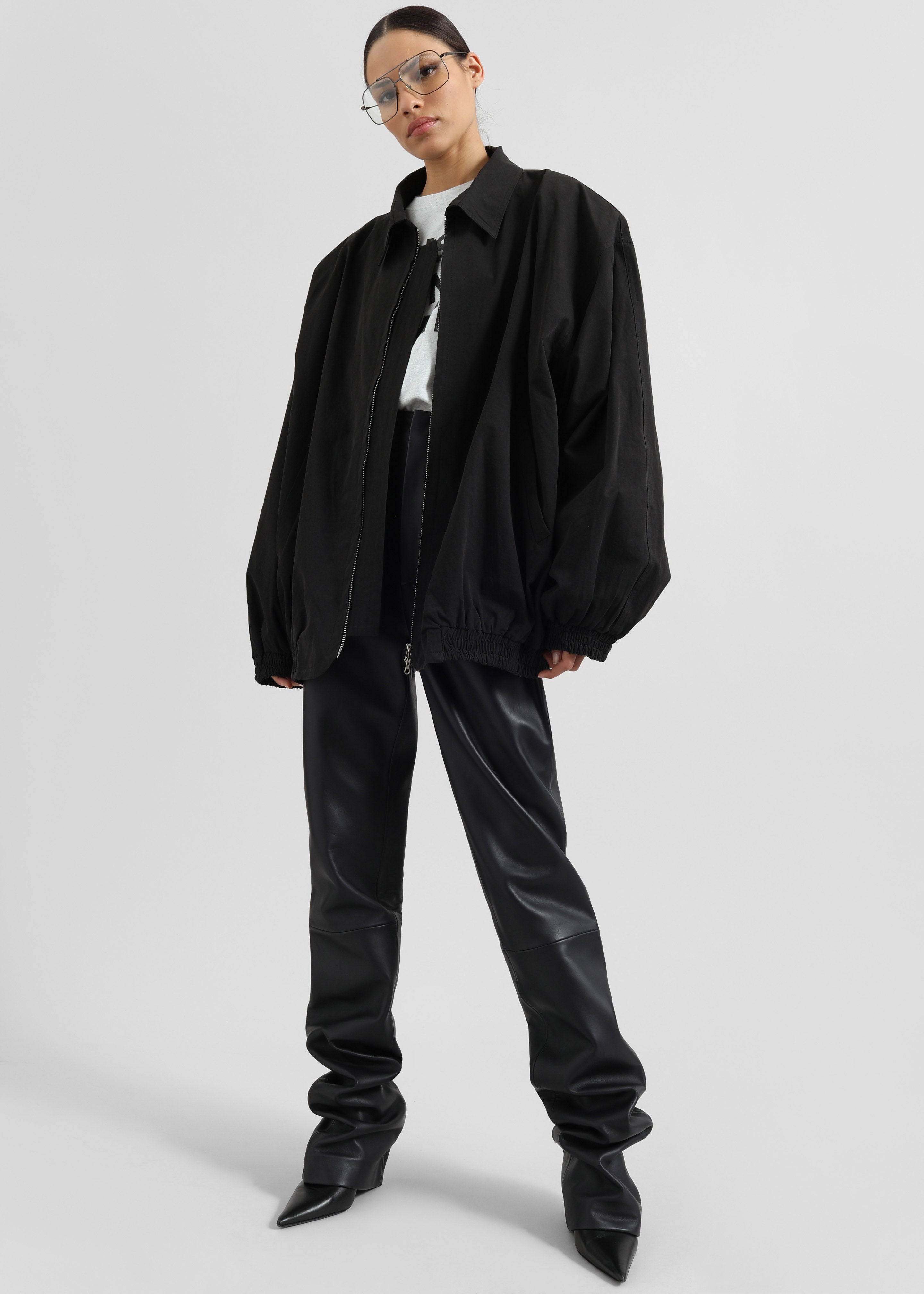 Ziggy Long Leather Pants - Black - 8