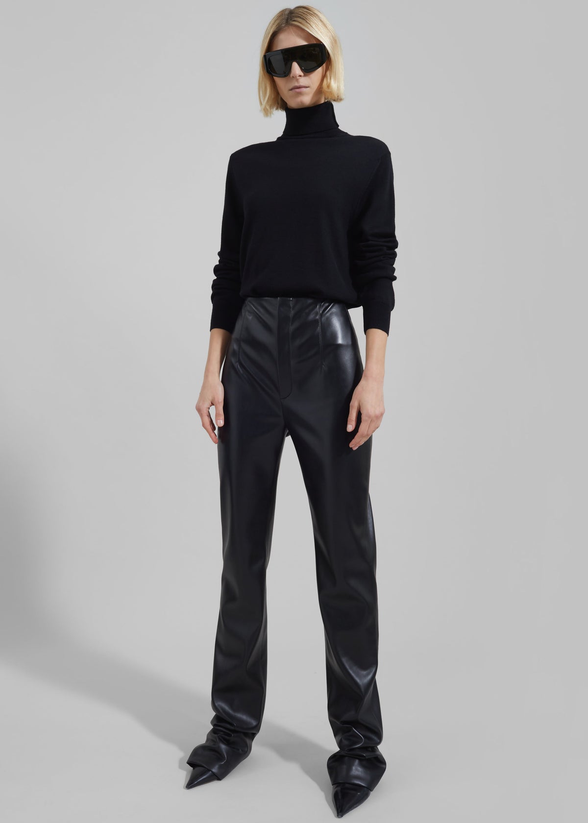 Ziggy Long Leather Pants - Black - 8
