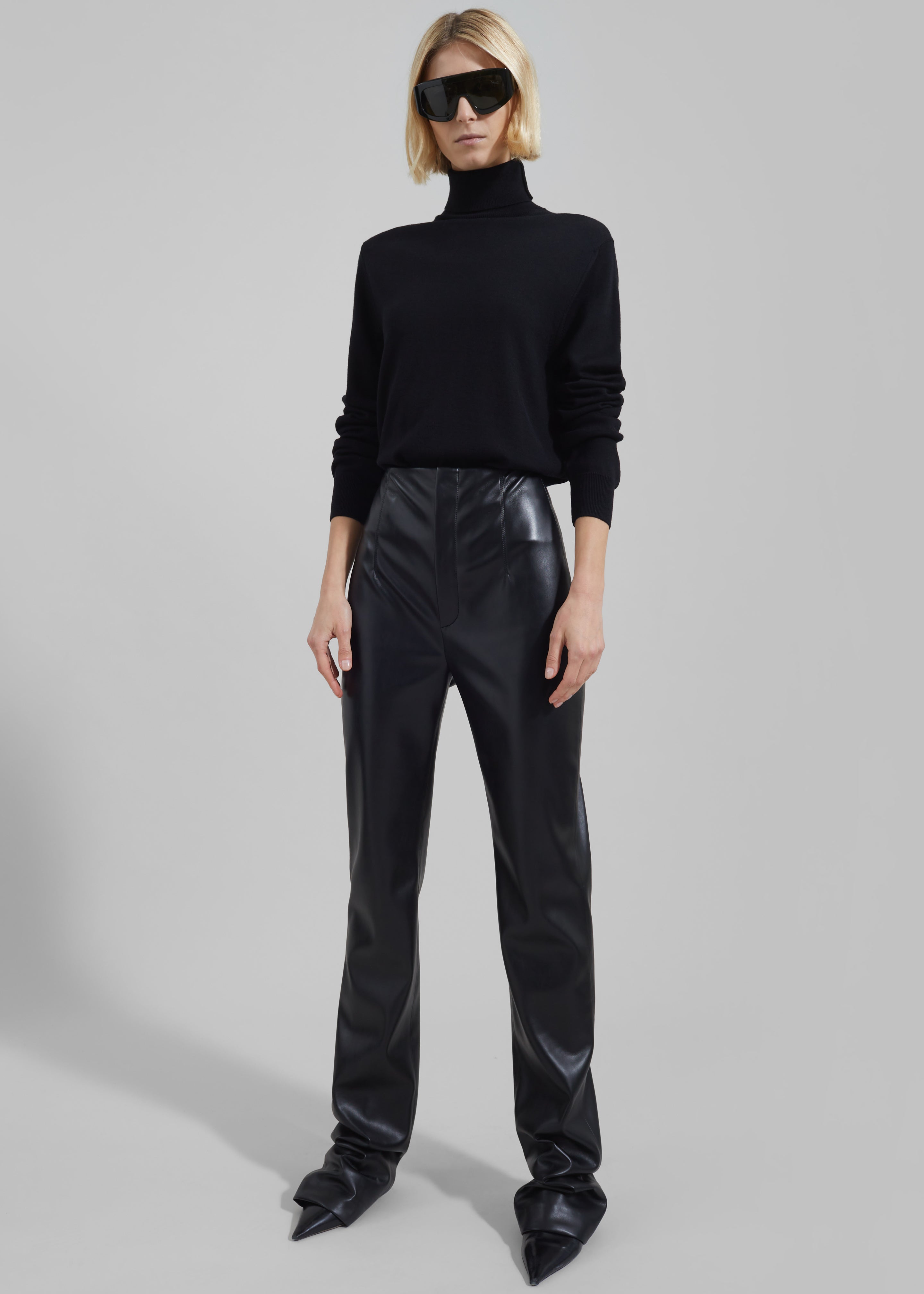 Ziggy Long Leather Pants - Black - 8