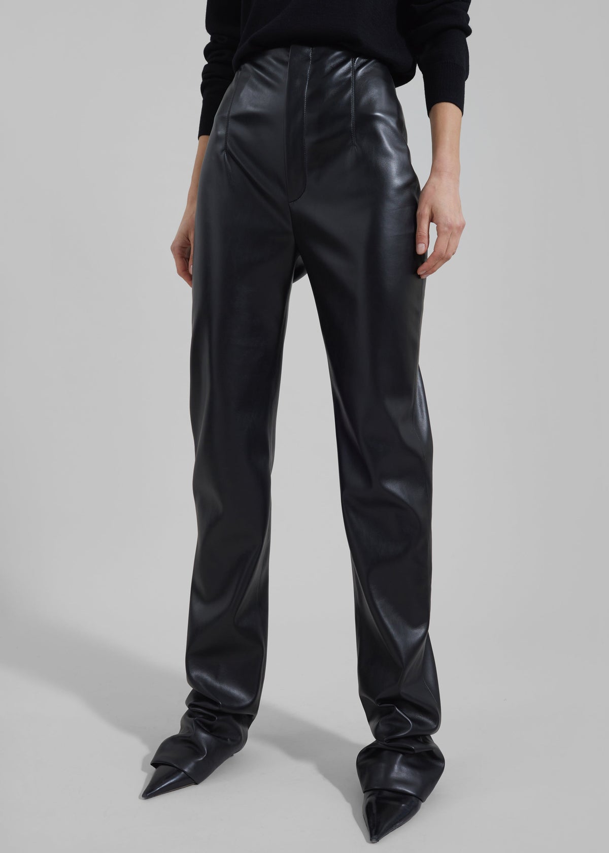 Ziggy Long Leather Pants - Black - 5