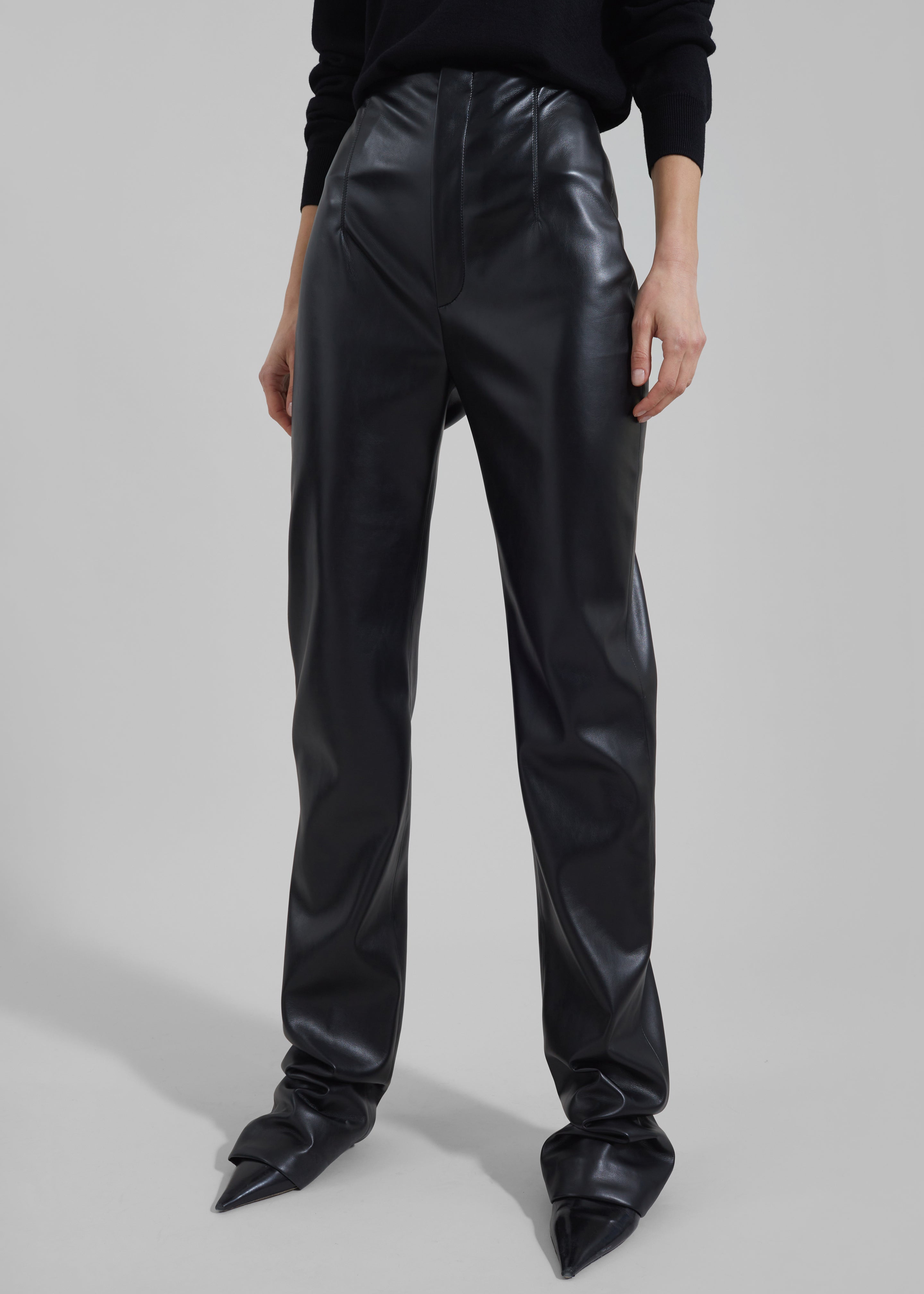 Ziggy Long Leather Pants - Black - 5