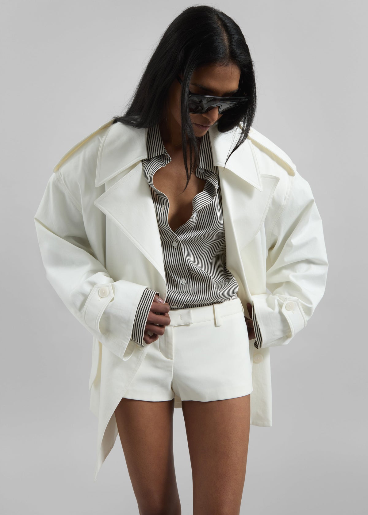 Zurich Oversized Short Trench - Off White - 3
