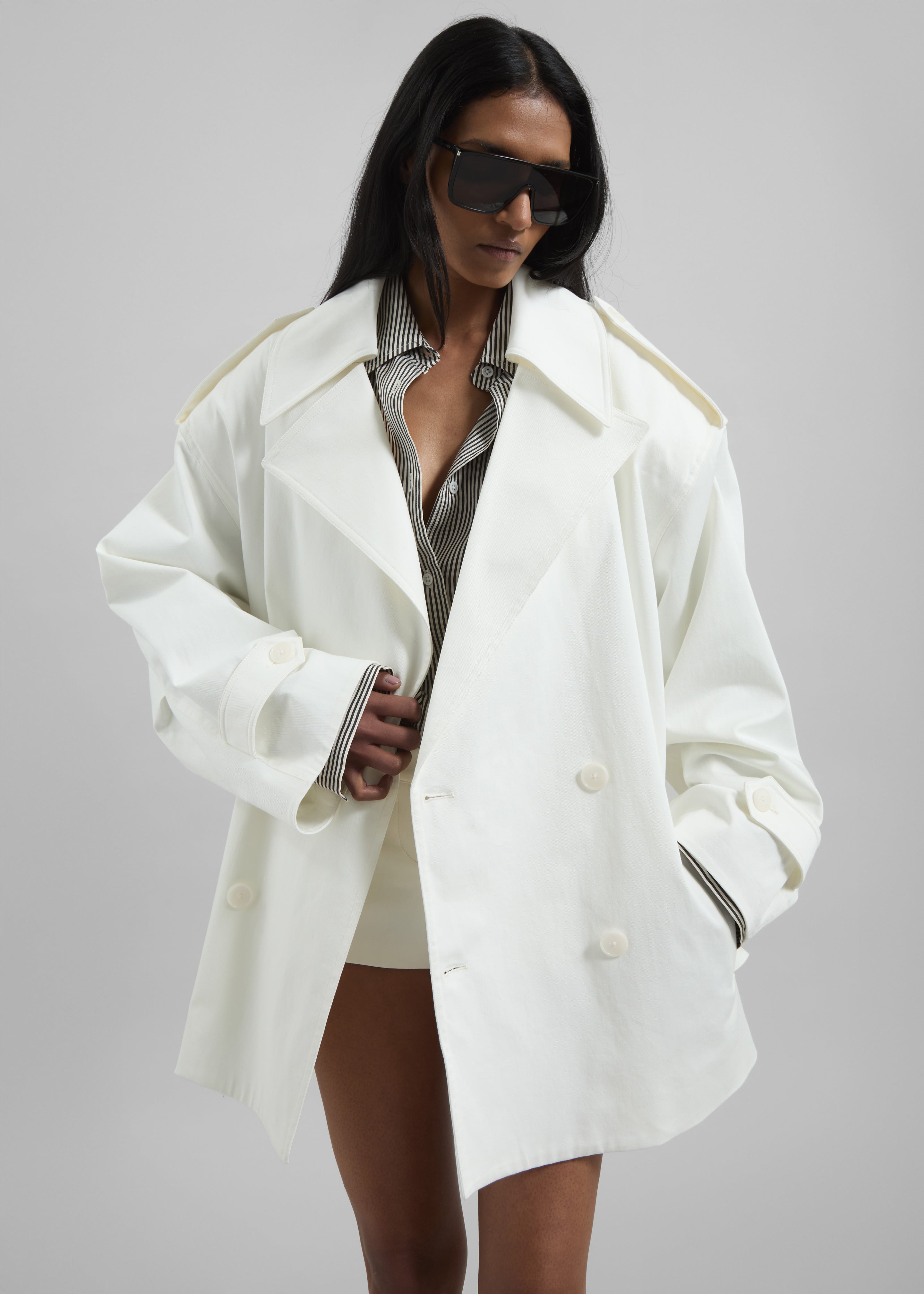 Zurich Oversized Short Trench - Off White - 4