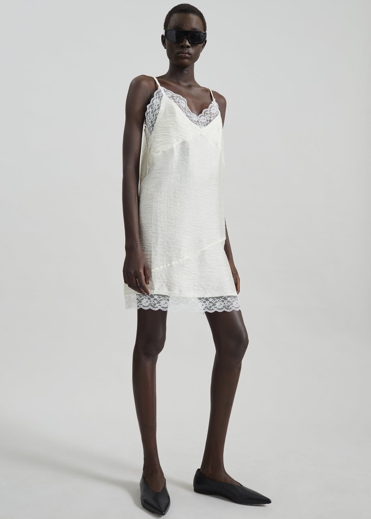 Elvina Lace Trim Slip Dress - Cream - 2