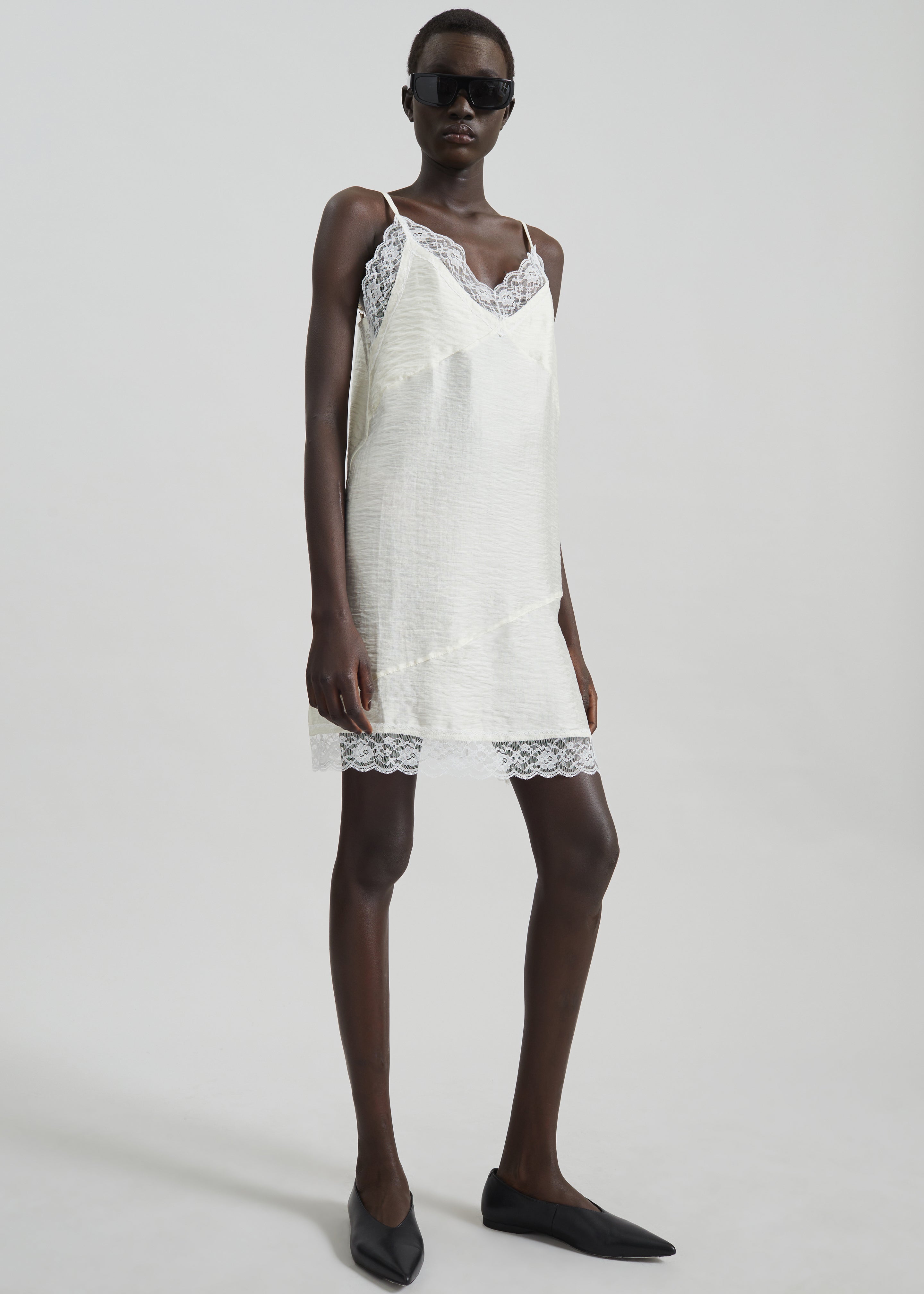 Elvina Lace Trim Slip Dress - Cream - 2