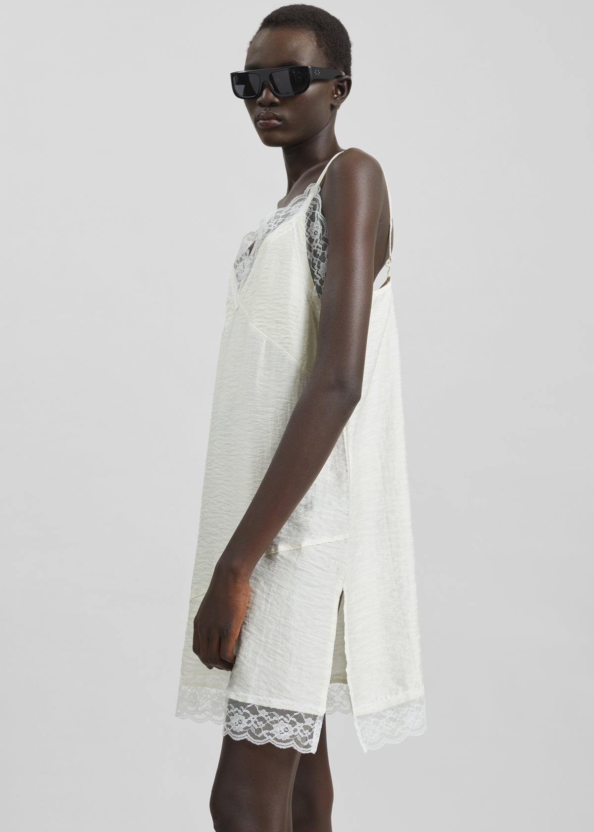 Elvina Lace Trim Slip Dress - Cream - 7