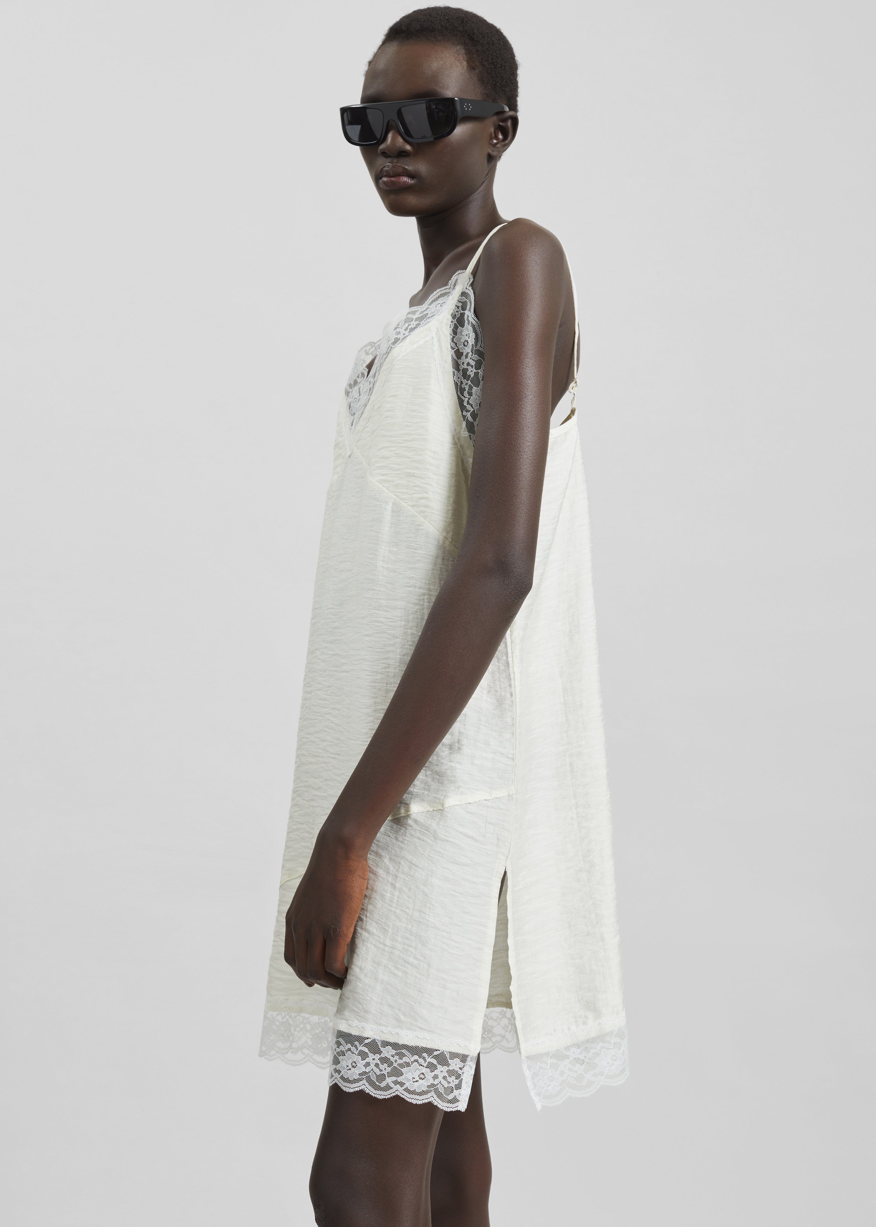 Elvina Lace Trim Slip Dress - Cream - 7