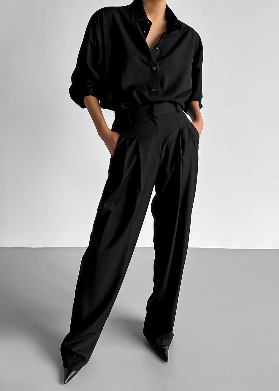 Gelso Pleated Trousers - Black - 10