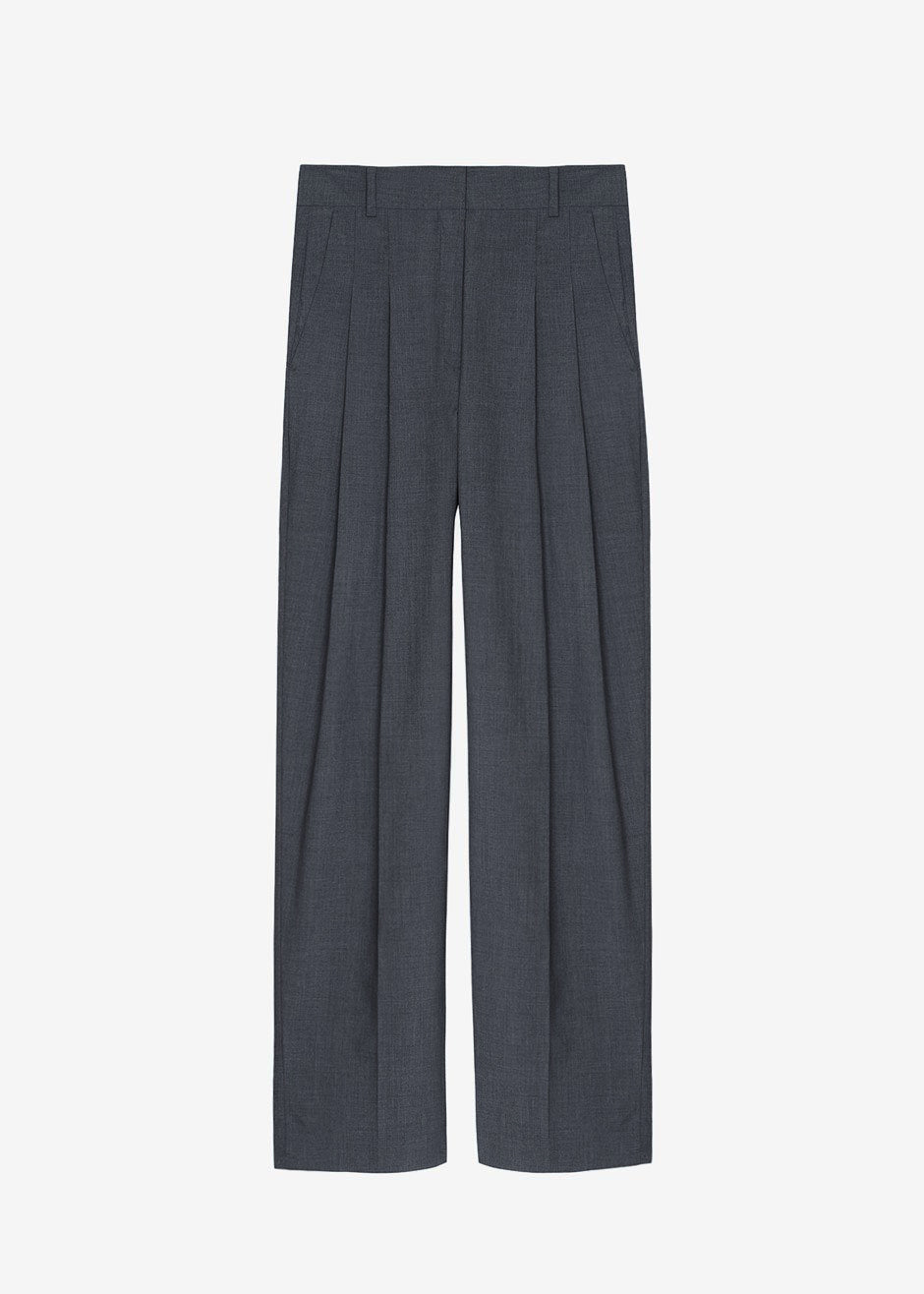 Gelso Pleated Trousers - Dark Grey Melange - 13